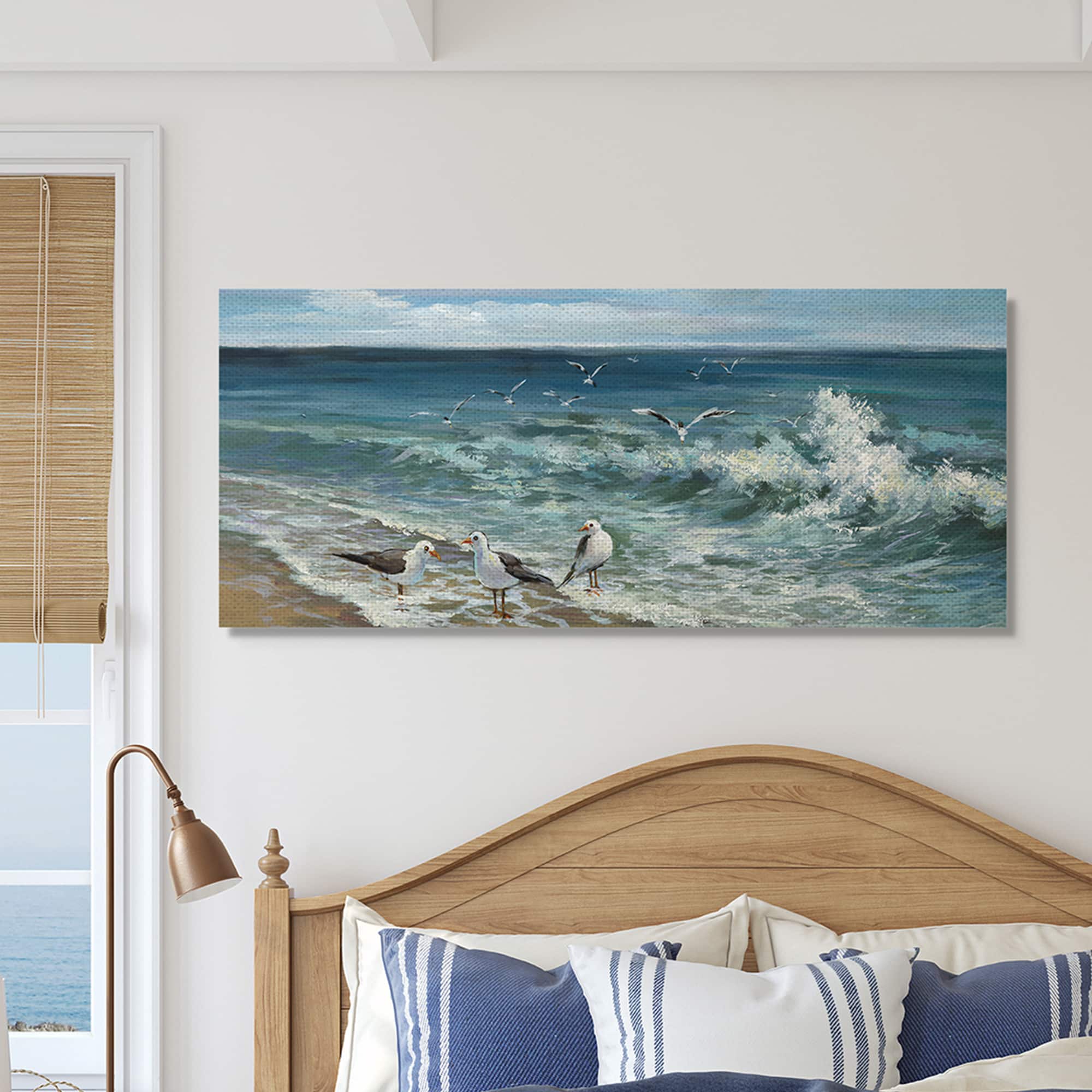 Stupell Industries White Caps on Incoming Tied Beach Seagulls Canvas Wall Art