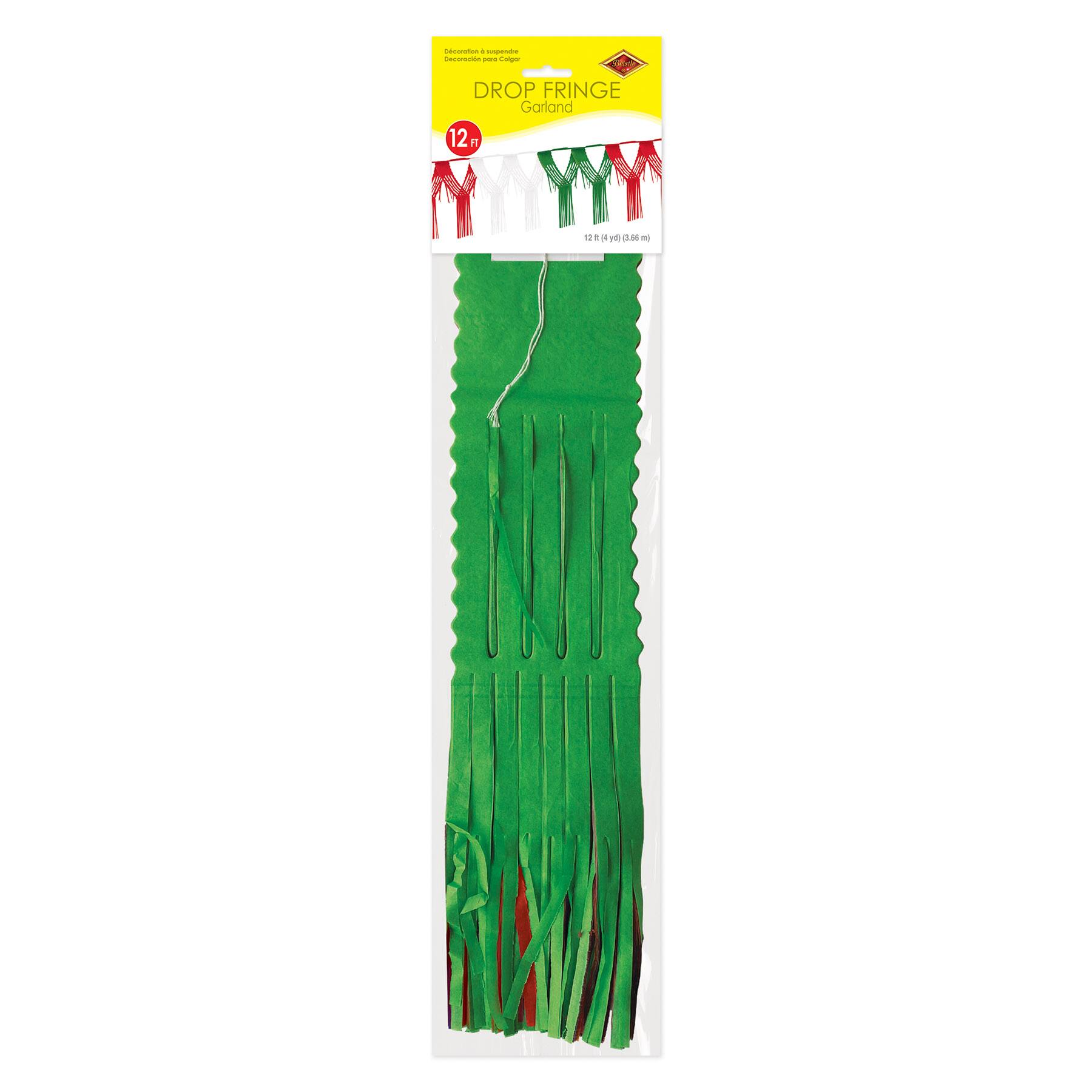 Beistle 12ft. Red, White & Green Drop Fringe Garlands, 2ct.