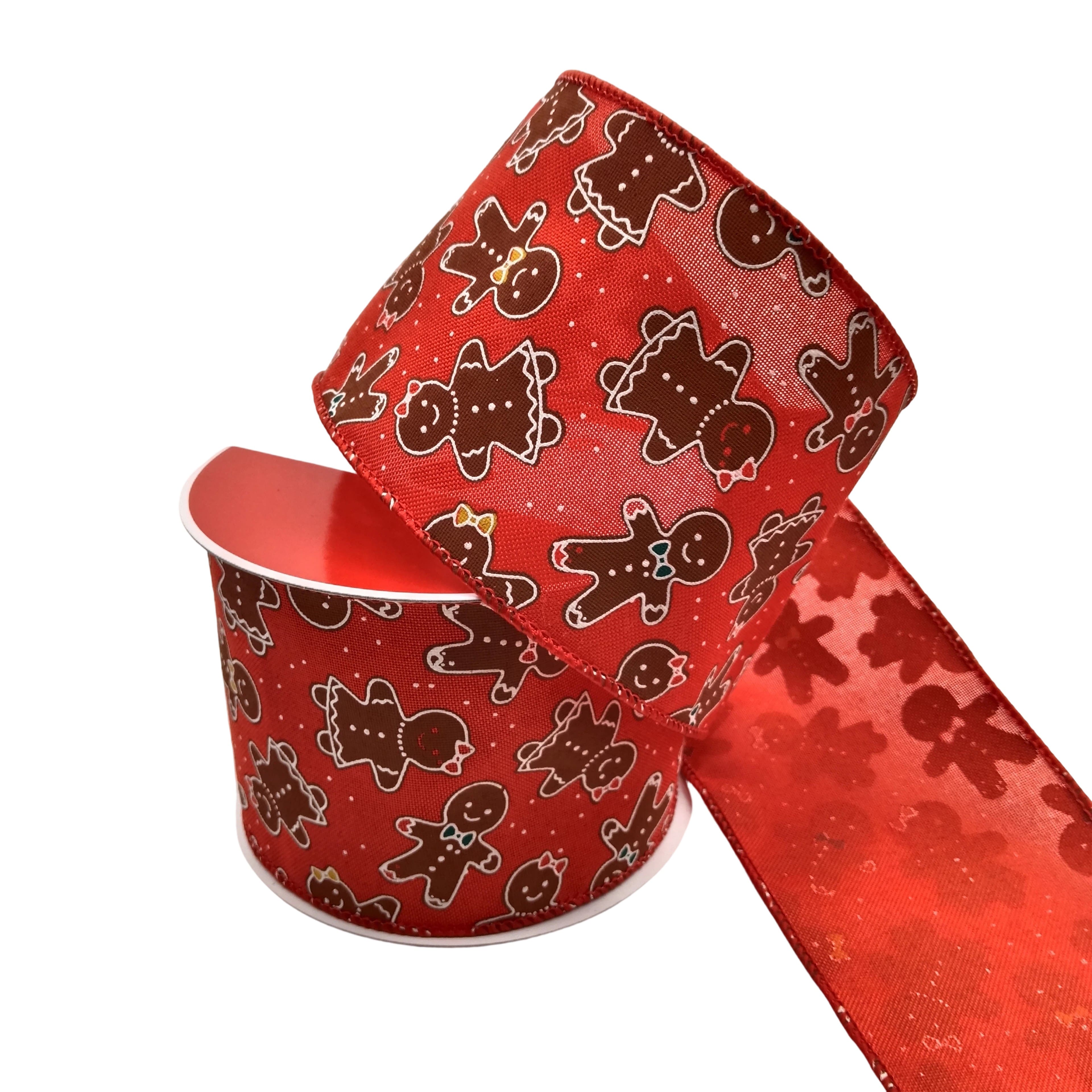 3.5" x 7yd. red Gingerbread Wired Ribbon by Celebrate It®