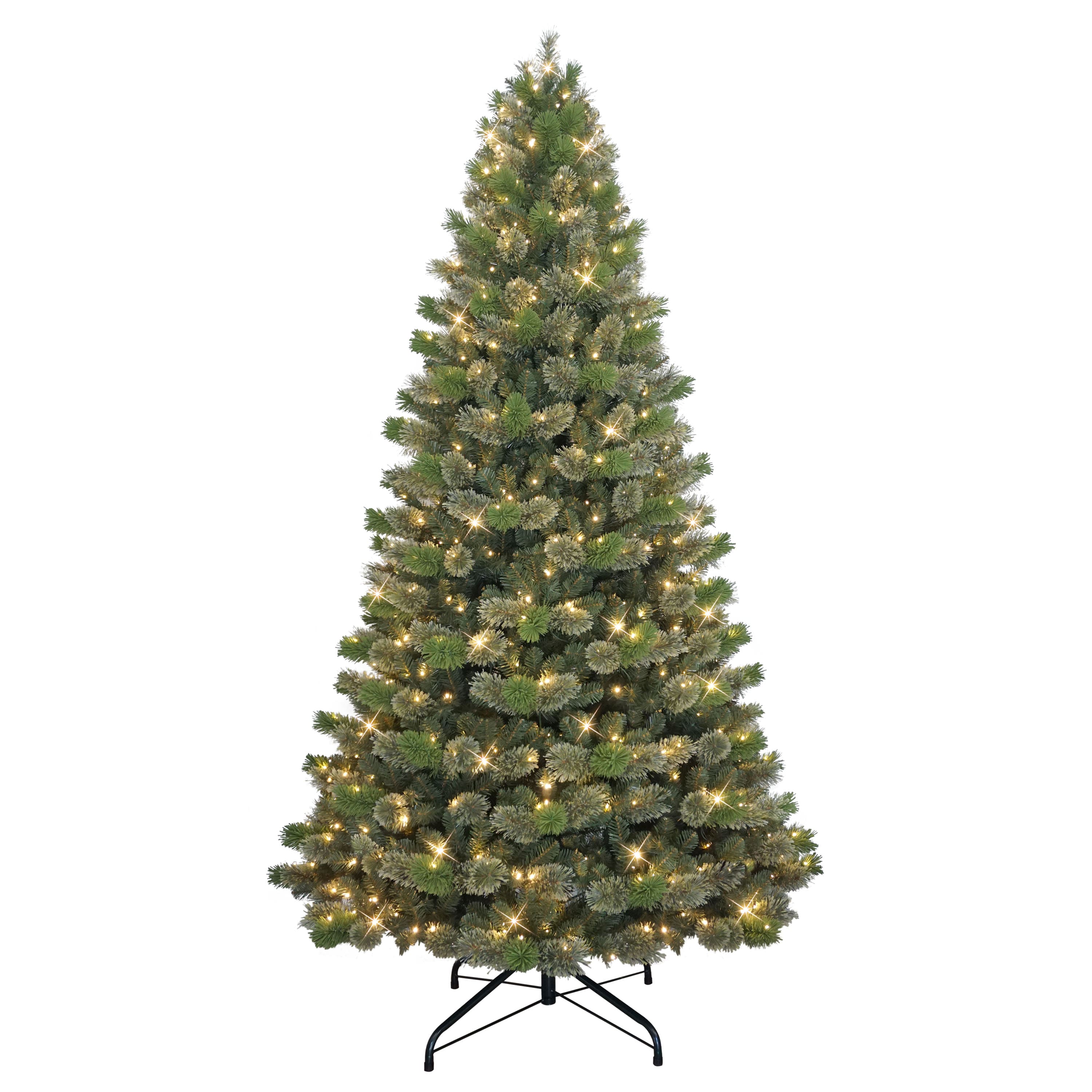 9ft. Pre-Lit Artificial Oklahoma Pine Tree, Warm White LED Lights