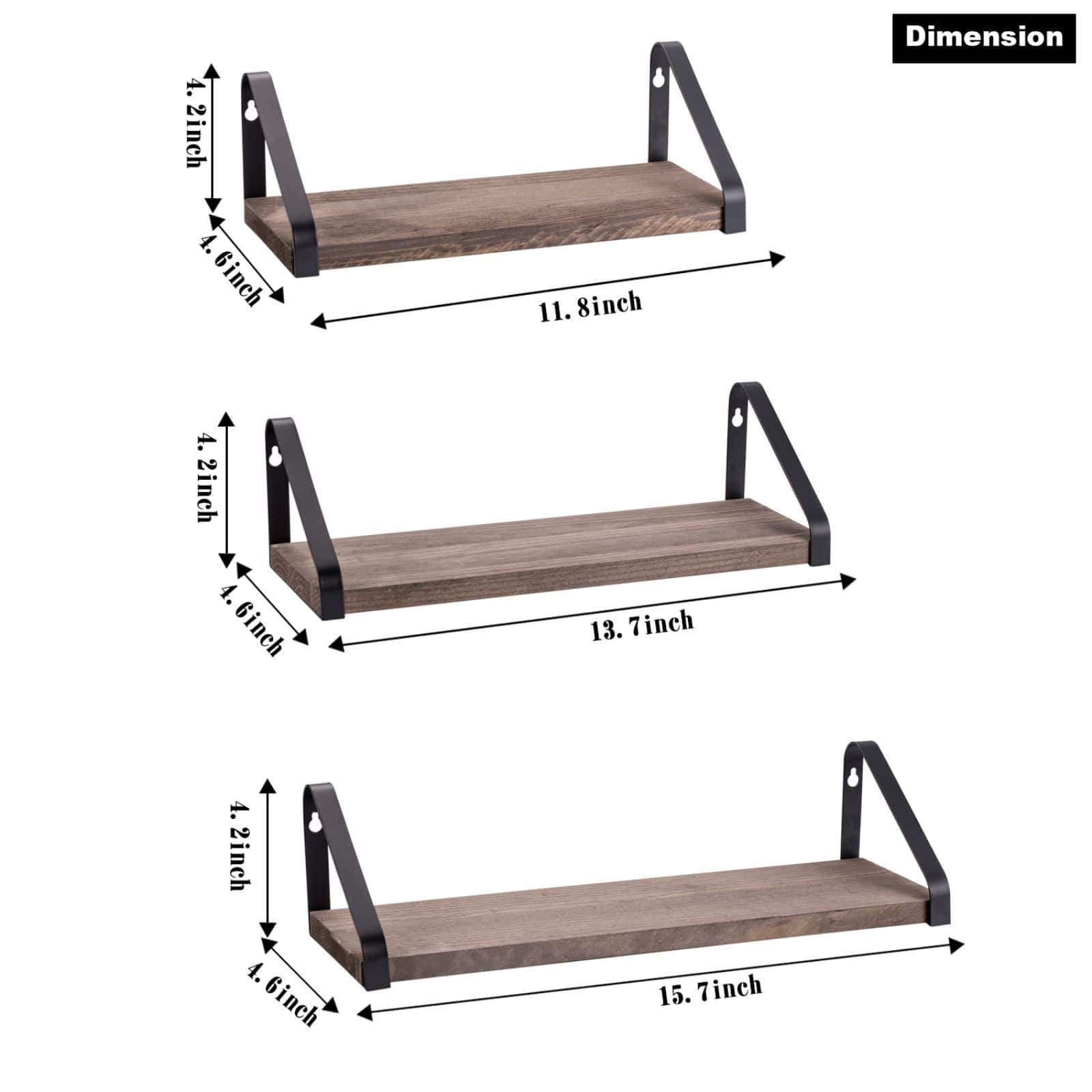 Rustic Wood Floating Wall Shelves Set