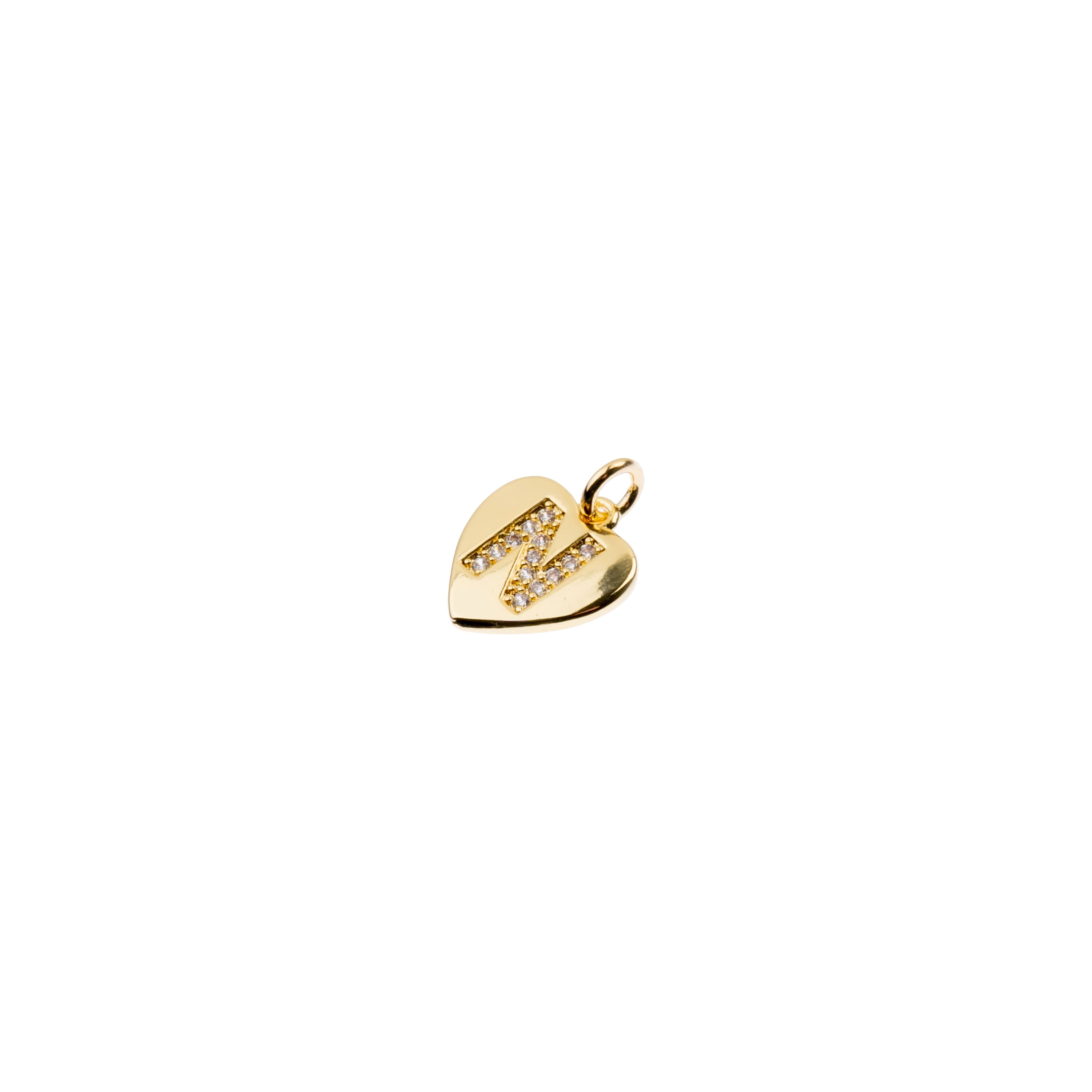 14K Gold-Plated Crystal Letter Heart Charm by Bead Landing