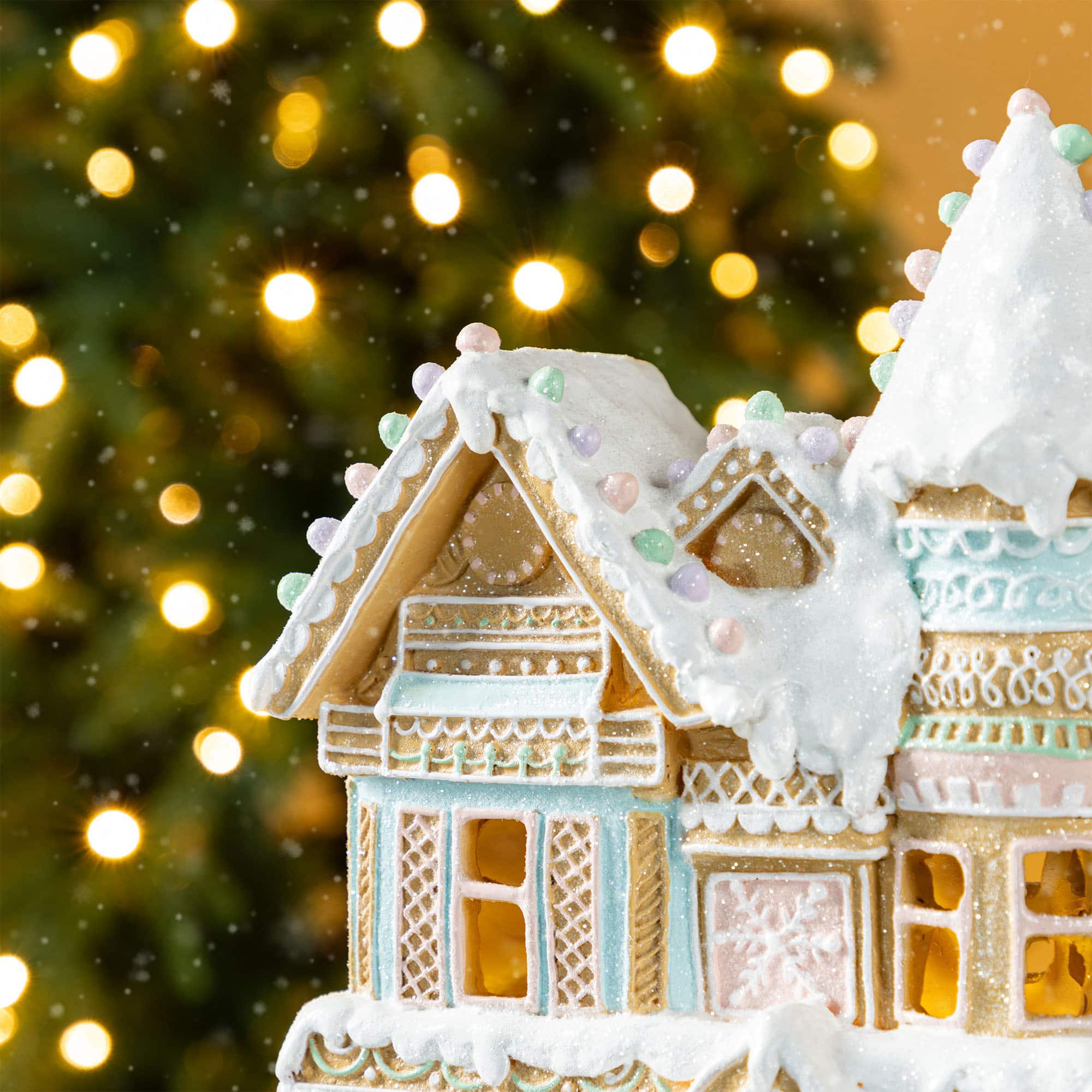 Glitzhome® 11.75" Christmas Macaron Resin Village Table Decor