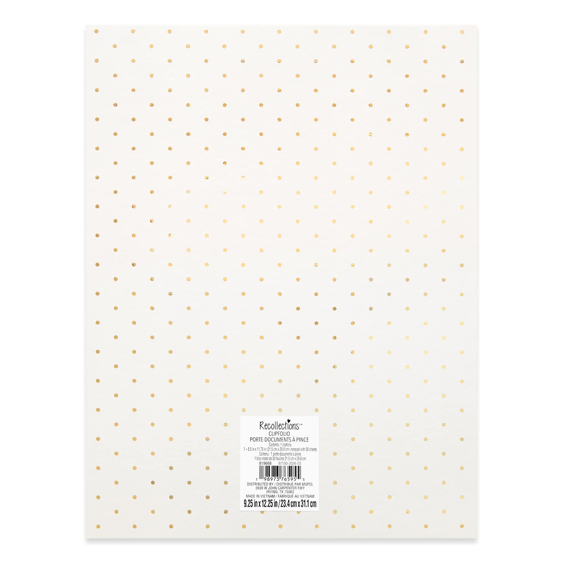 9.25" x 12.25" Gold Foil Dots Clipfolio by Recollections™