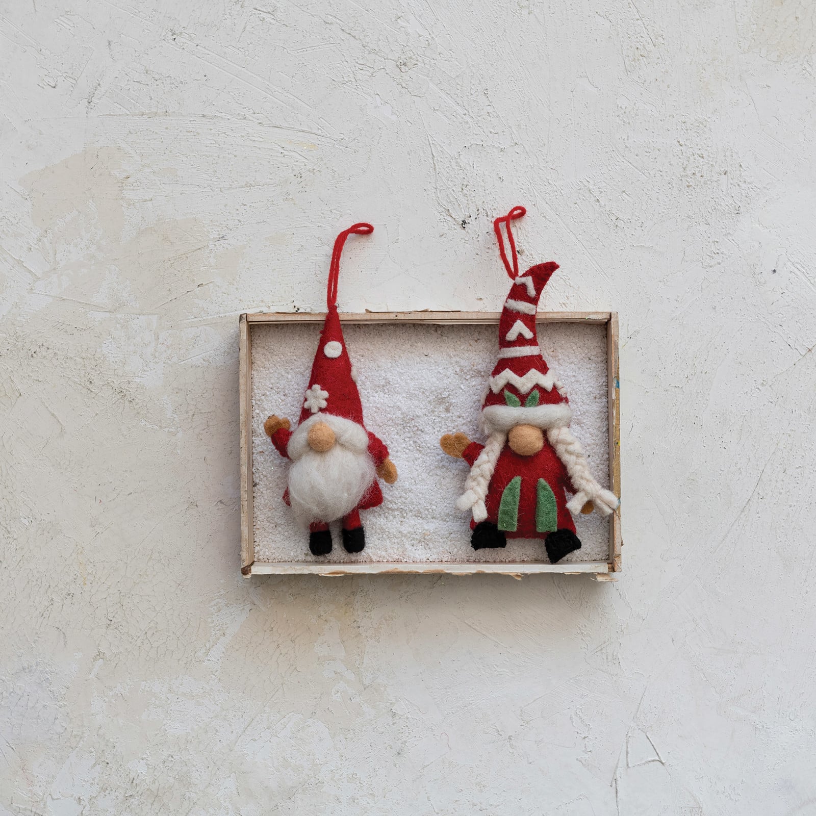 Hello Honey® Handmade Wool Felt Gnome Ornament Set with Applique