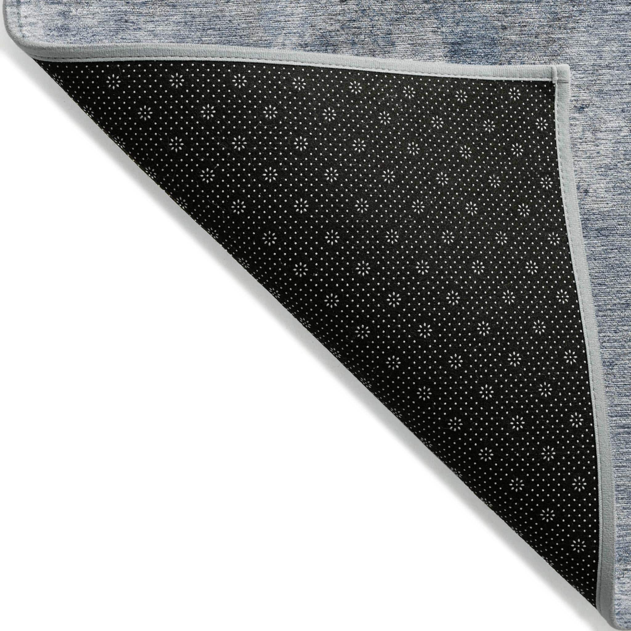 HomeRoots 20" x 30" Blue Abstract Washable Indoor/Outdoor Area Rug