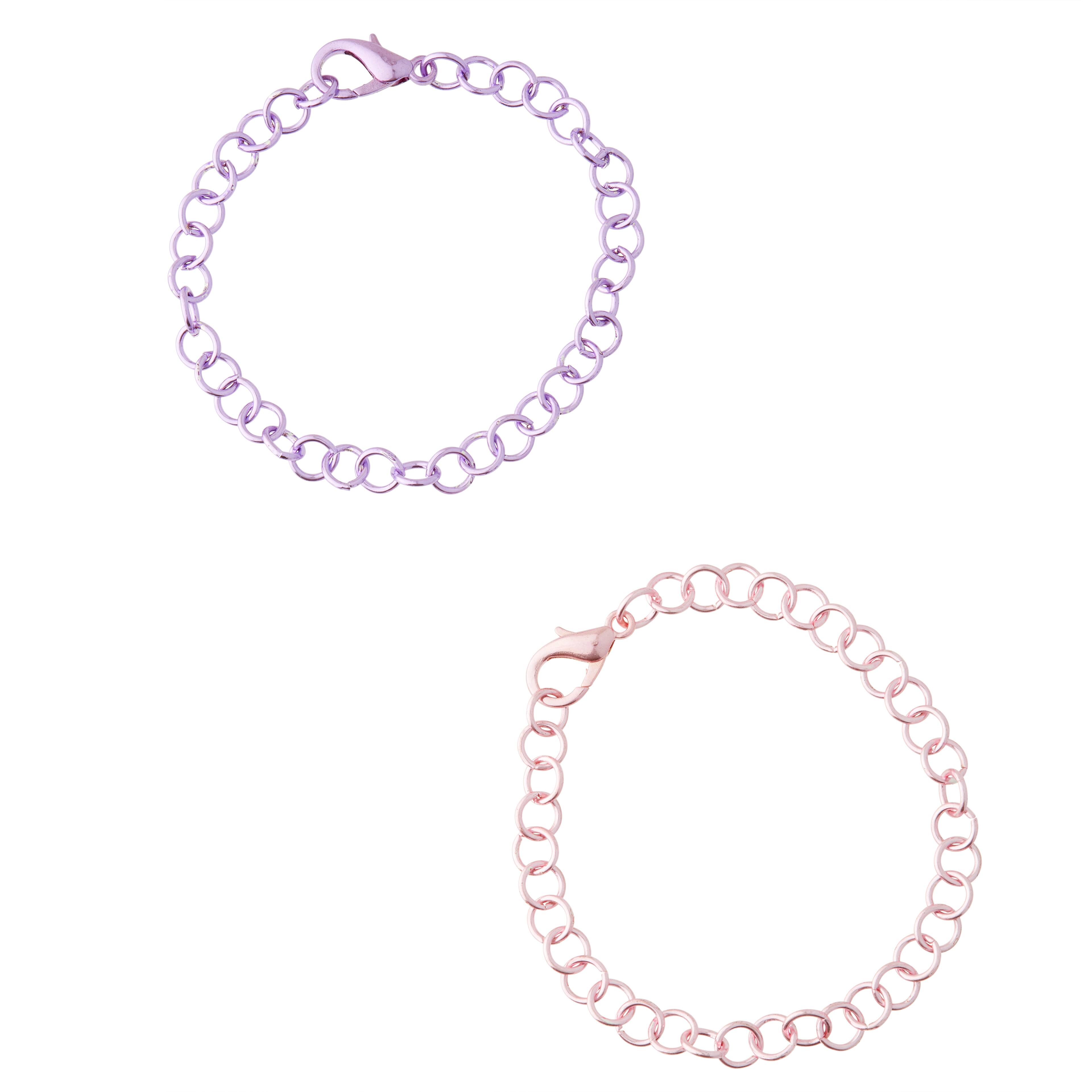 12 Packs: 2 ct. (24 total) Pink & Purple Chain Bracelets by Creatology™