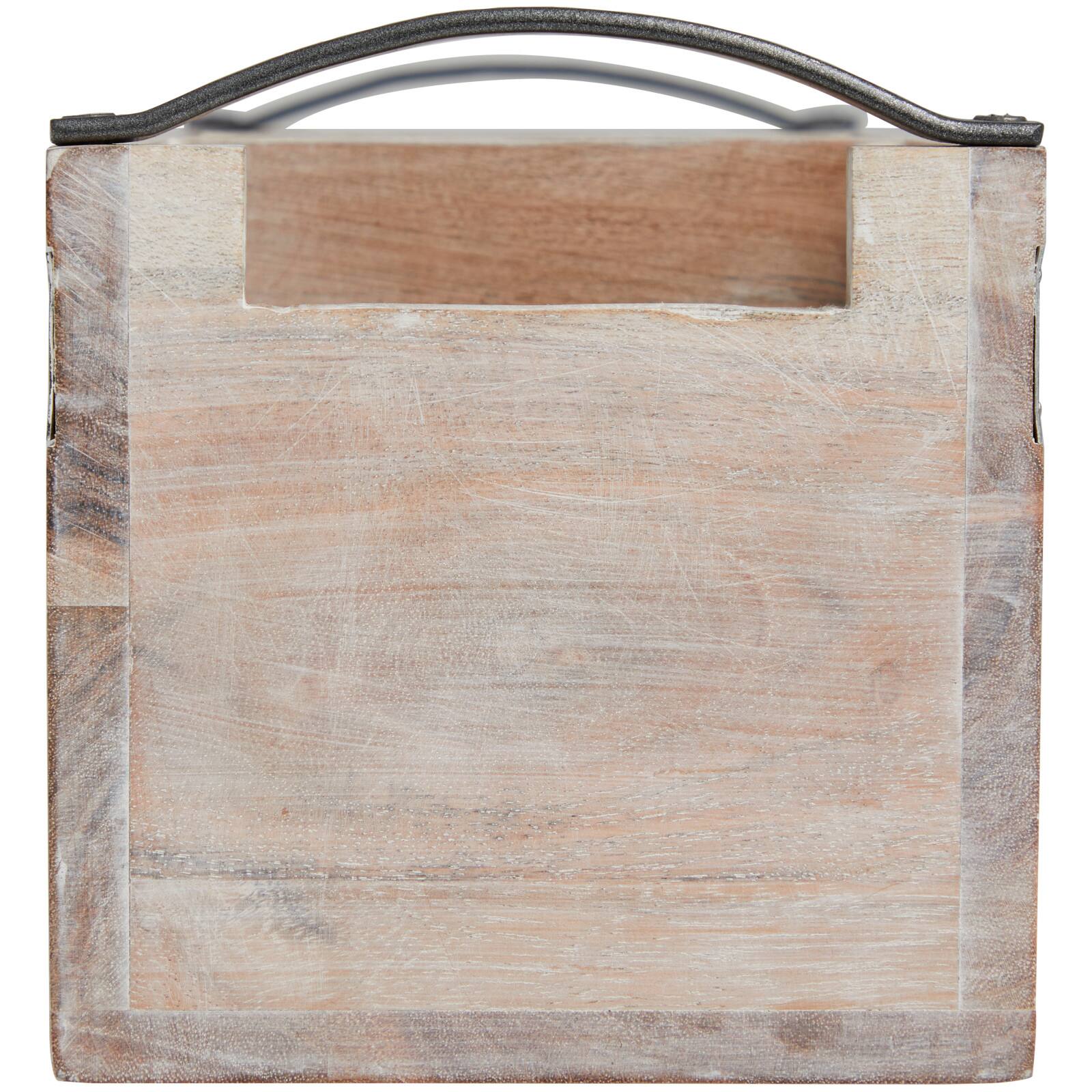 11.5" Beige Wood Modern 3 Section Decorative Tray with Metal Handles