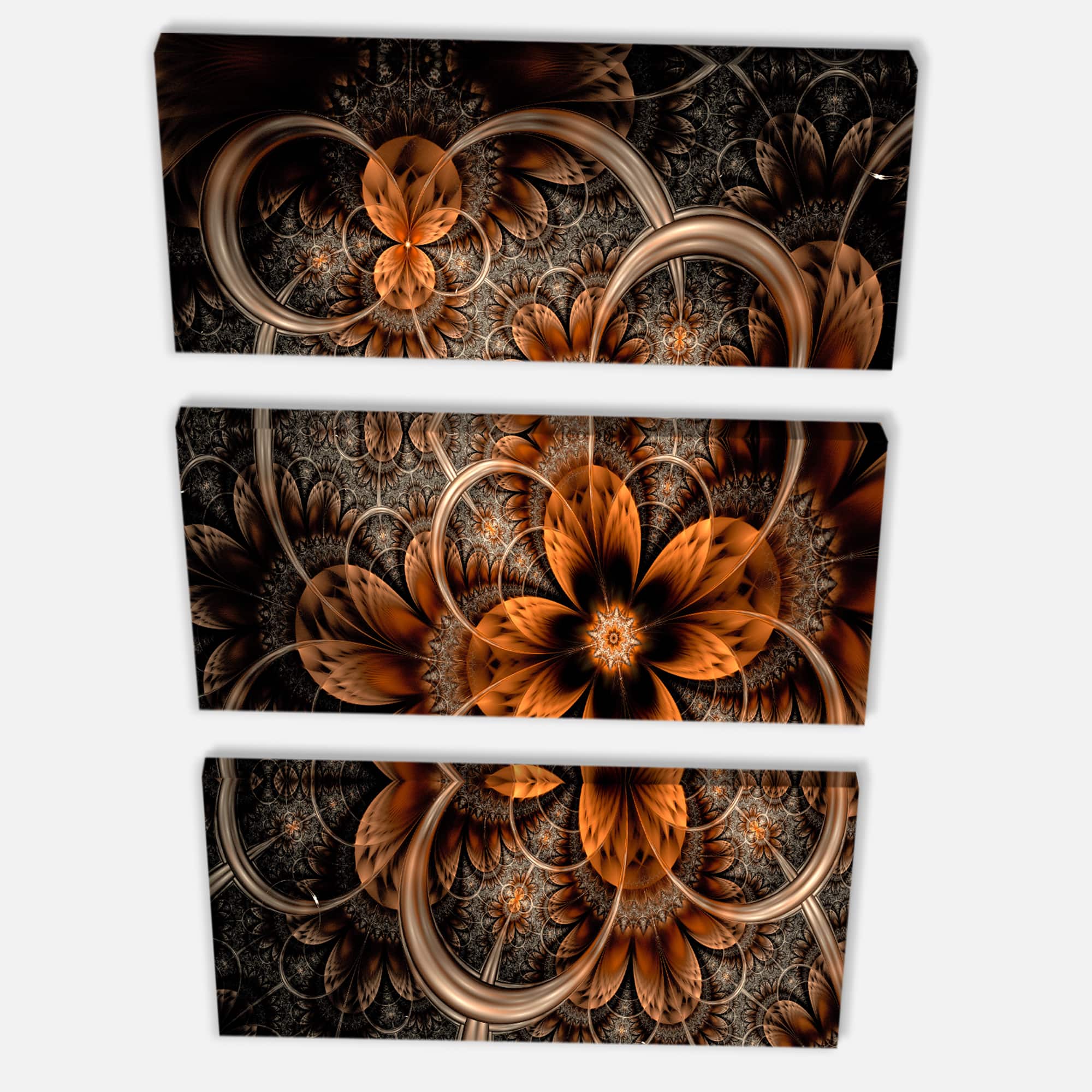 Designart - Dark Orange Digital Art Fractal Flower