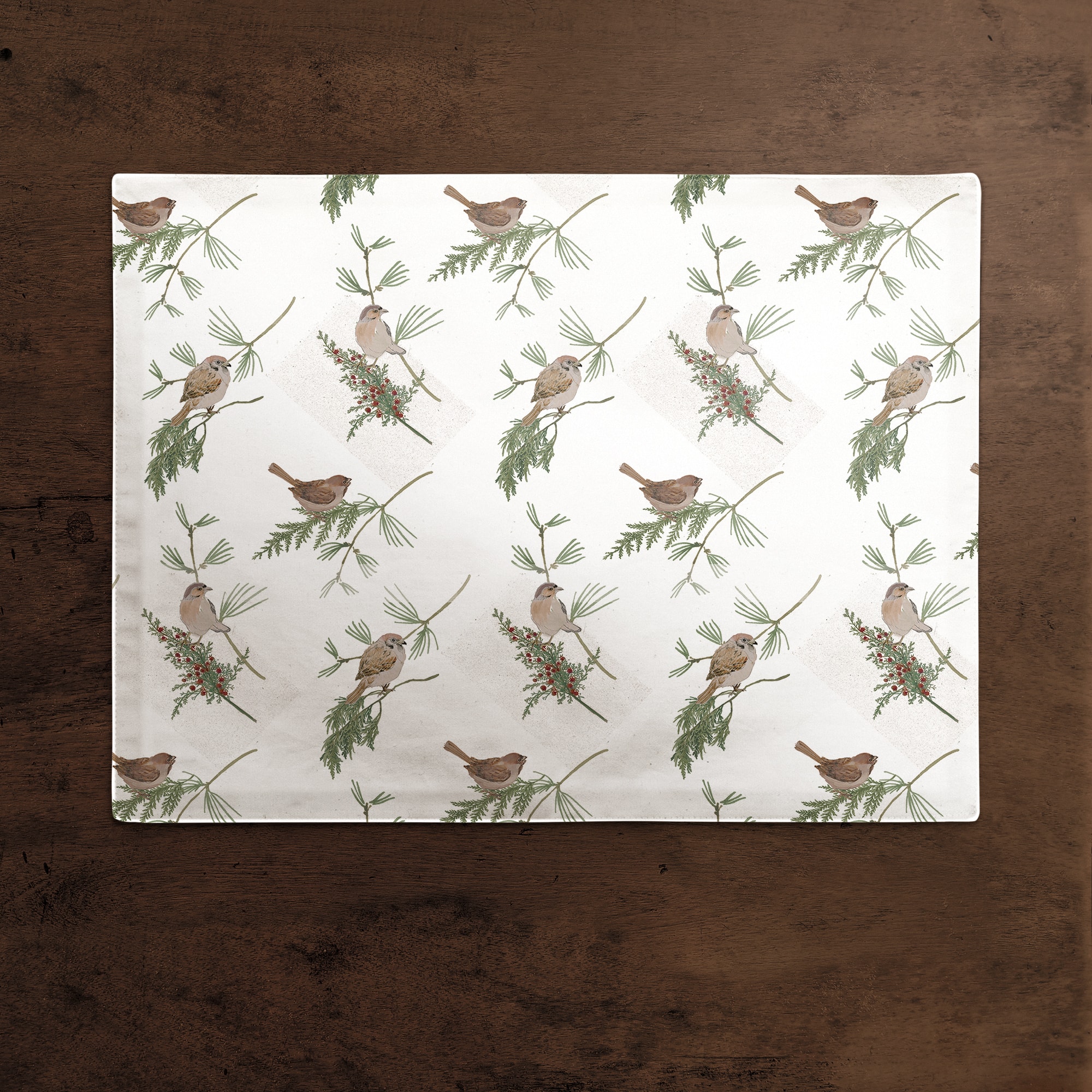 Pine Birds on Cotton Twill Placemat