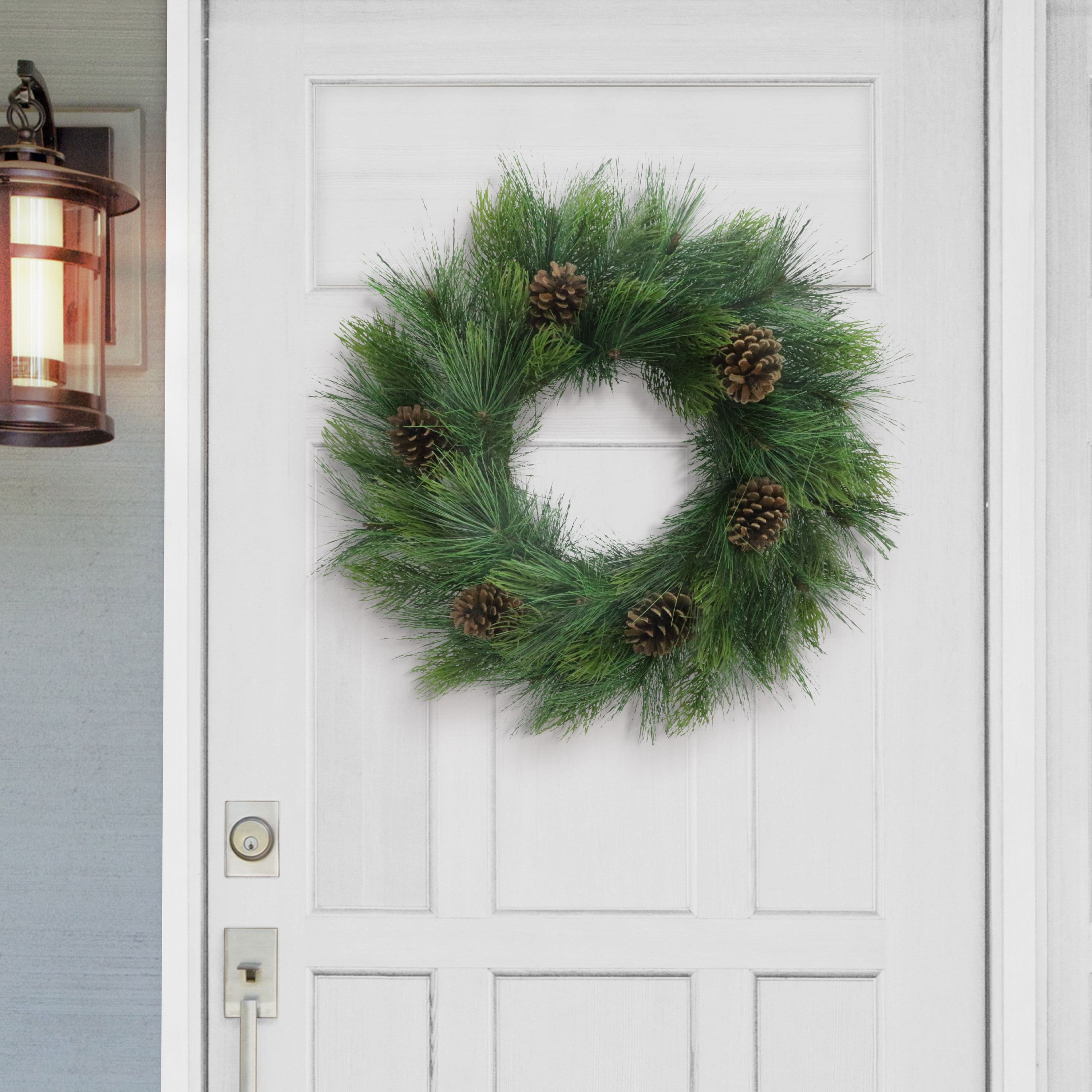 24" Green Adorned Artificial Christmas Wreath with Pinecones