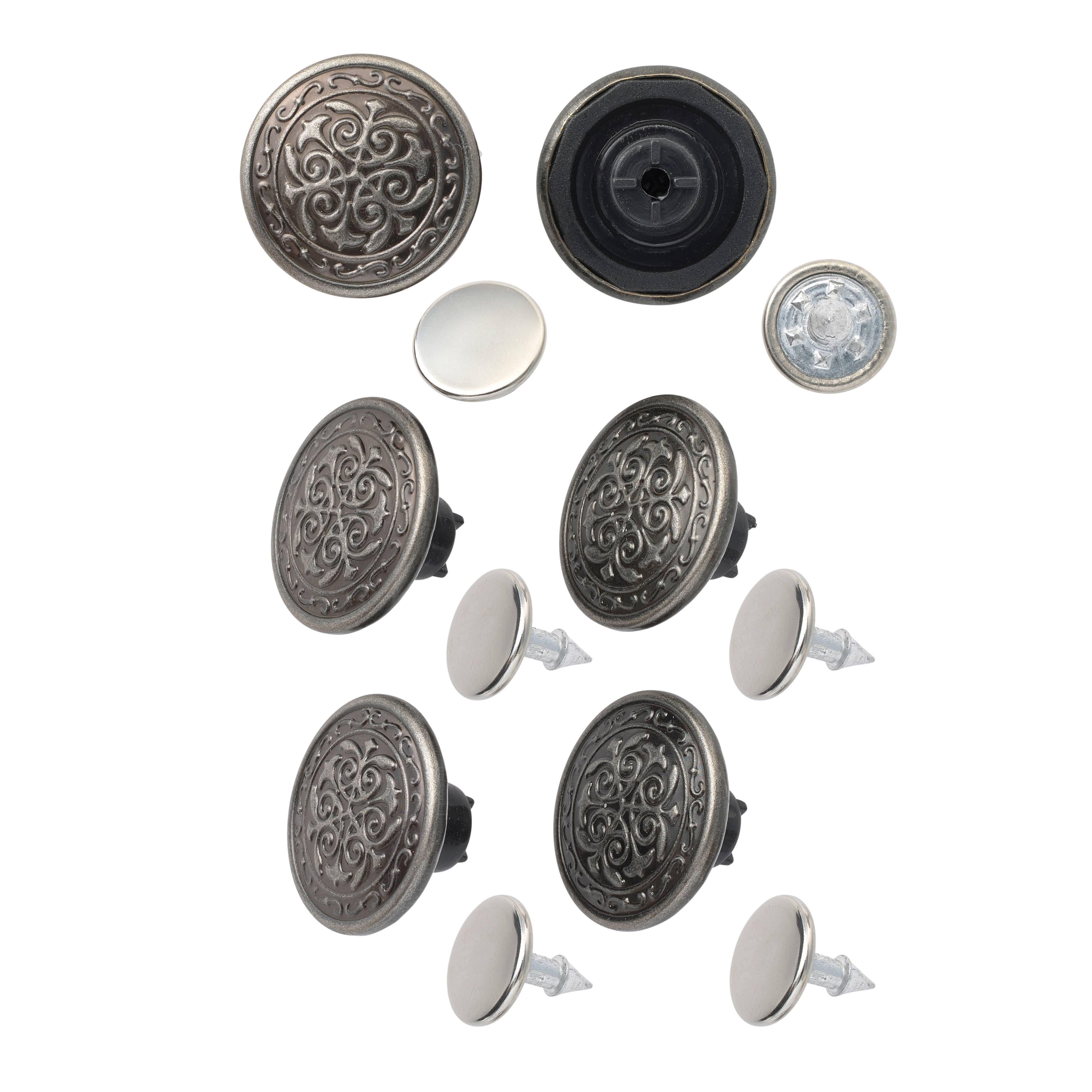 12 Packs: 6 ct. (72 total) Silver Filigree Jean Buttons by Loops & Threads™