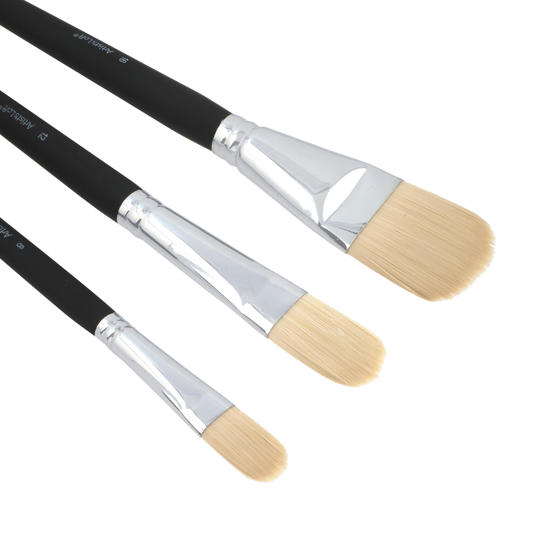 Filbert White Taklon 3 Piece Long Handle Oil & Acrylic Brush Set by Artist's Loft®