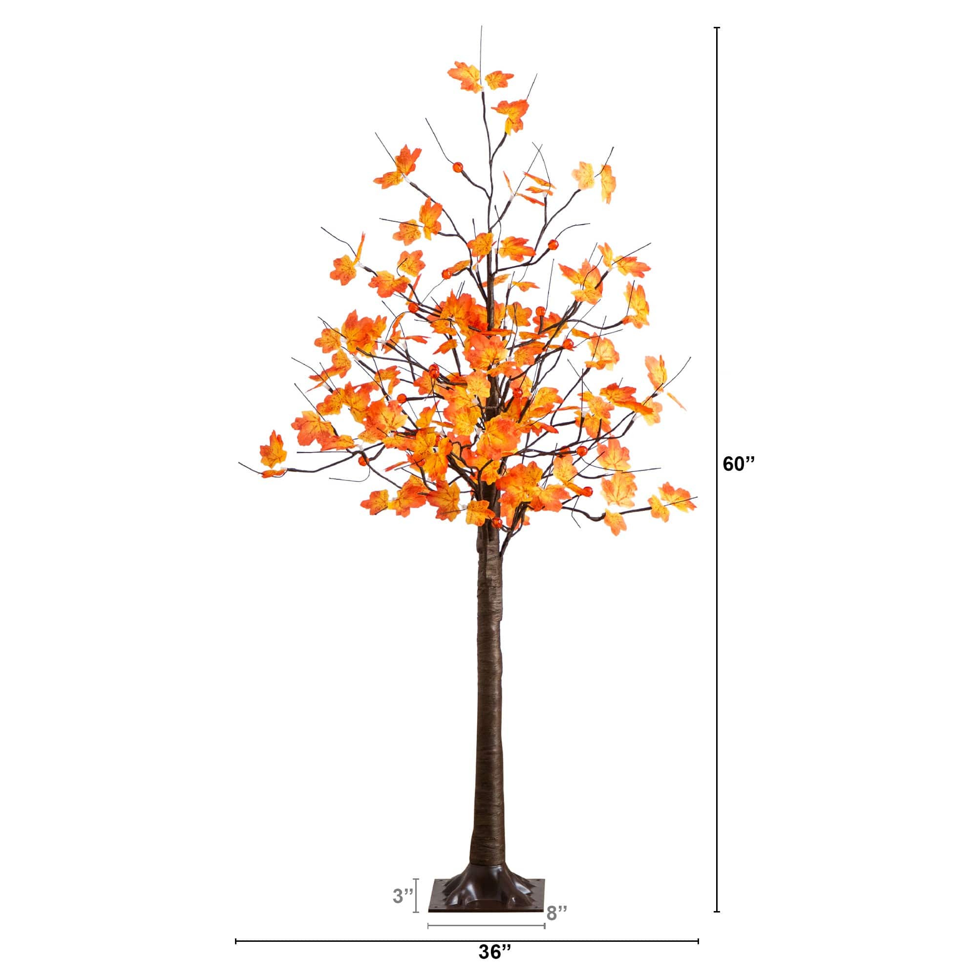 5ft. Pre-Lit Minimalist Autumn Maple Artificial Fall Tree with 96 LED Warm White & Orange Pumpkin Shaped Lights