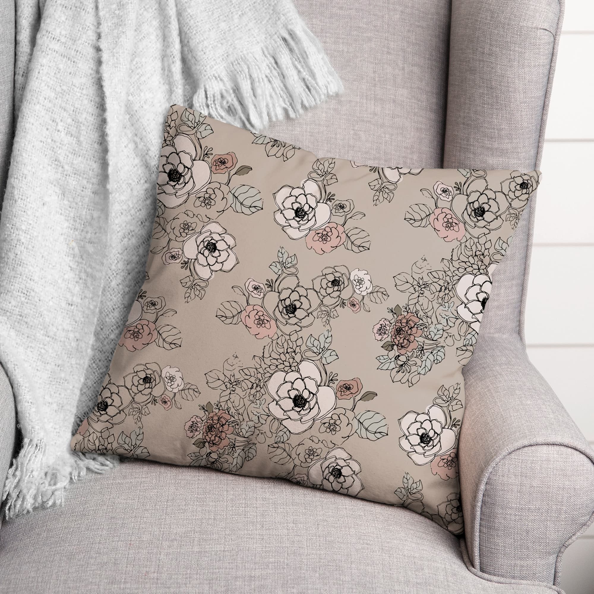 Intricate Floral Throw Pillow