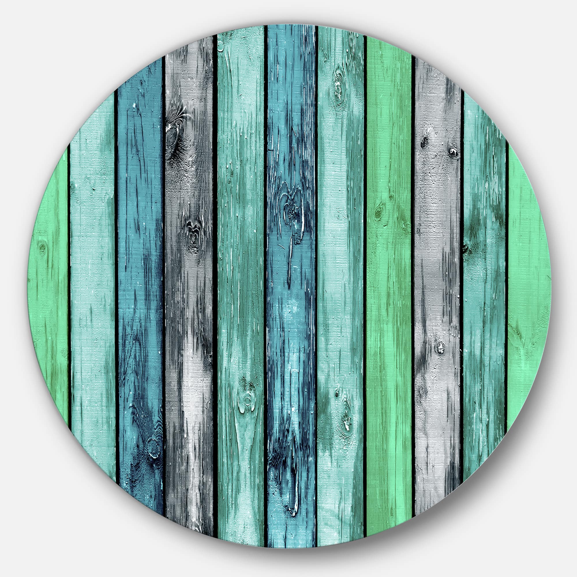 Designart - Painted Wooden Planks' Disc Abstract Circle Metal Wall Art