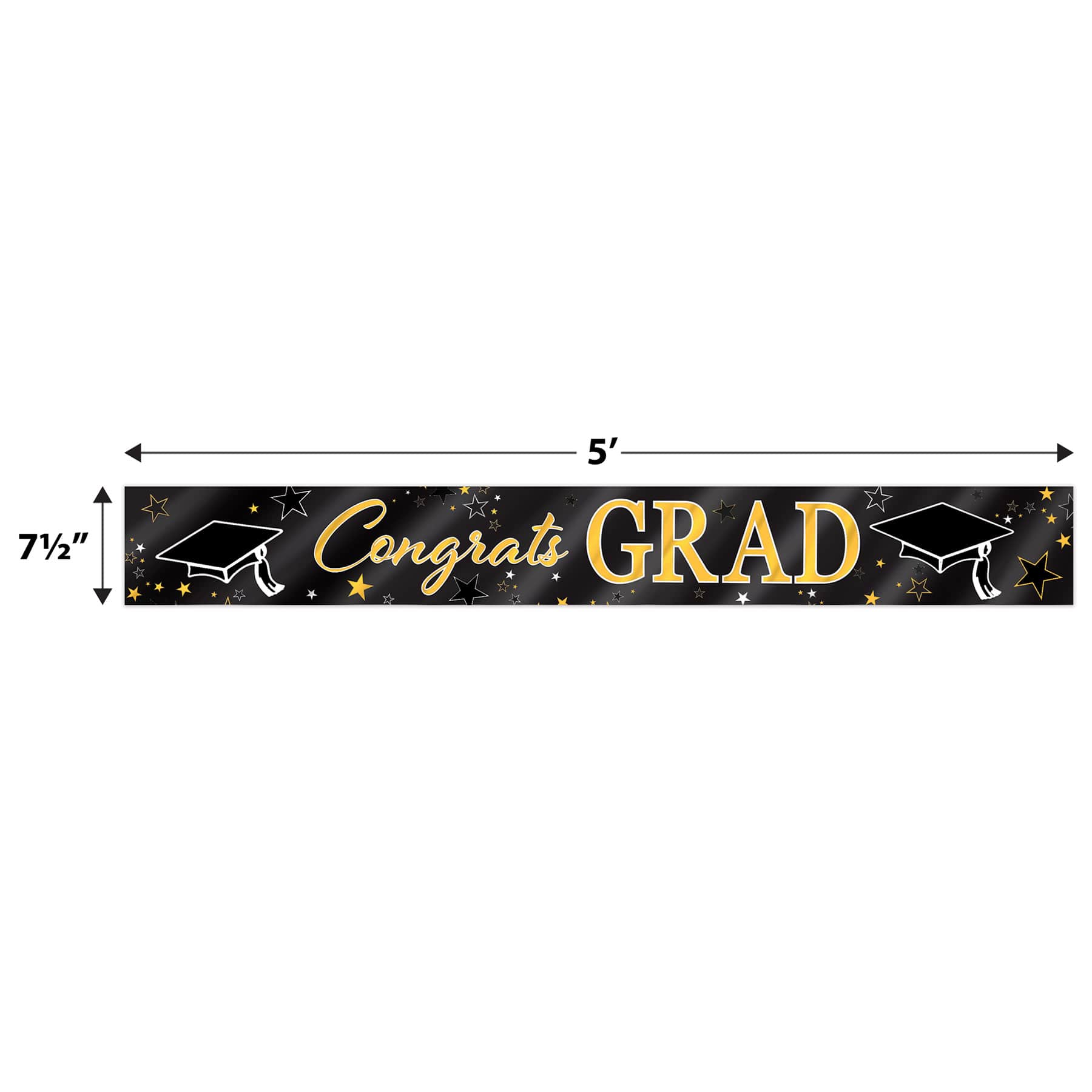 Beistle 5ft. Black & Gold Metallic Congrats Grad Banners, 2ct.