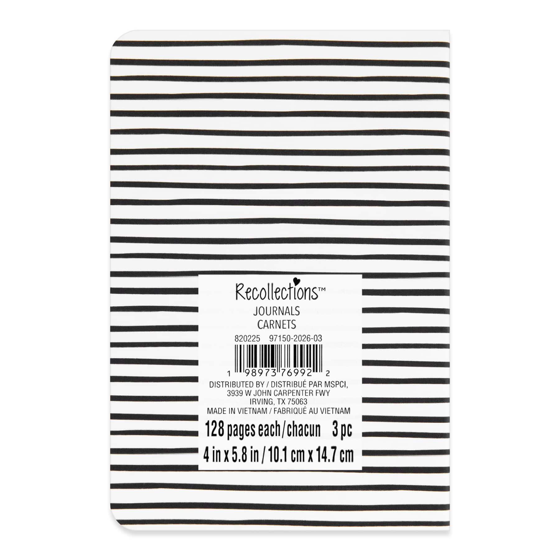 4" x 6" Black & White Print Lined Softcover Journals, 3ct. by Recollections™