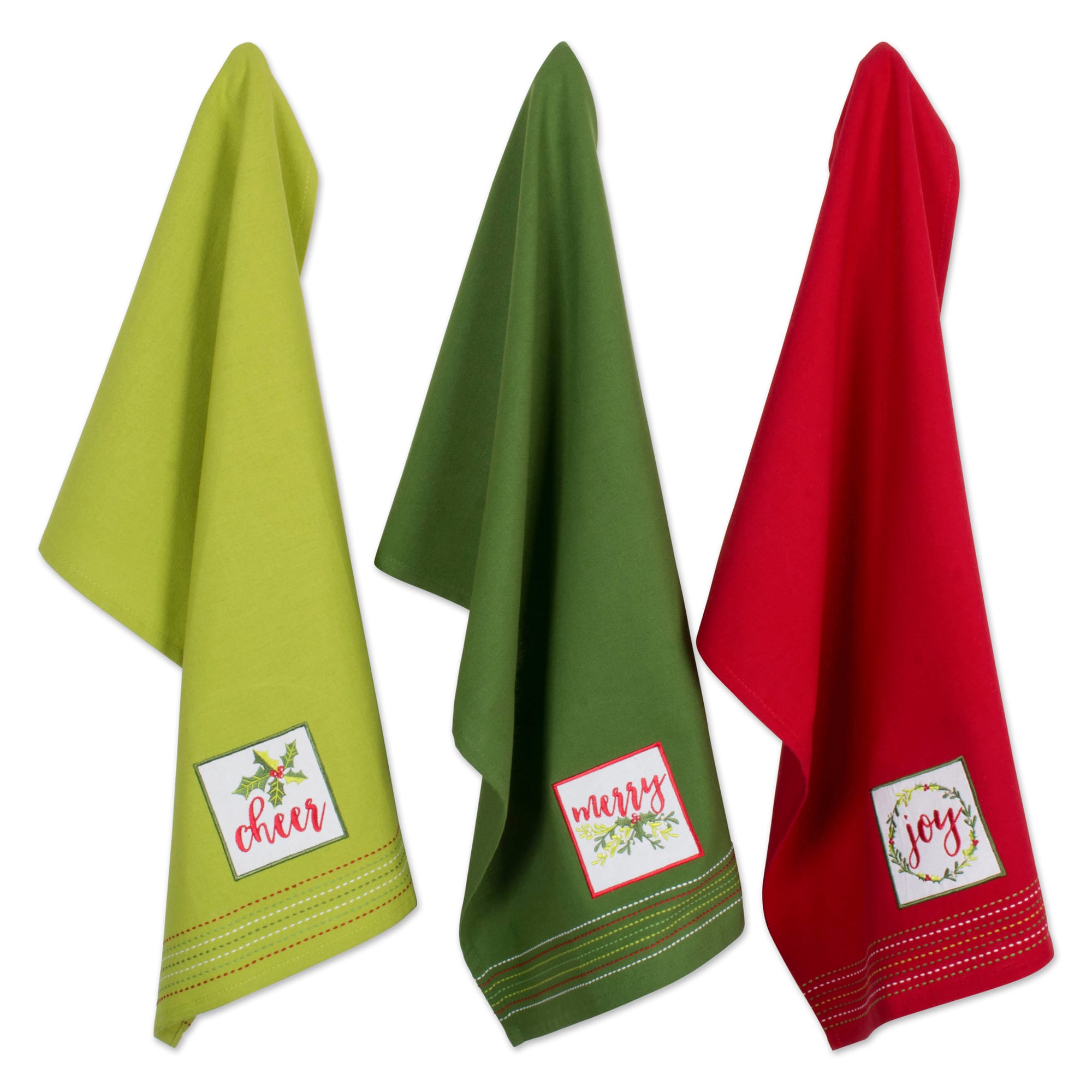 DII® Assorted Holiday Greetings Embellished Dishtowel Set