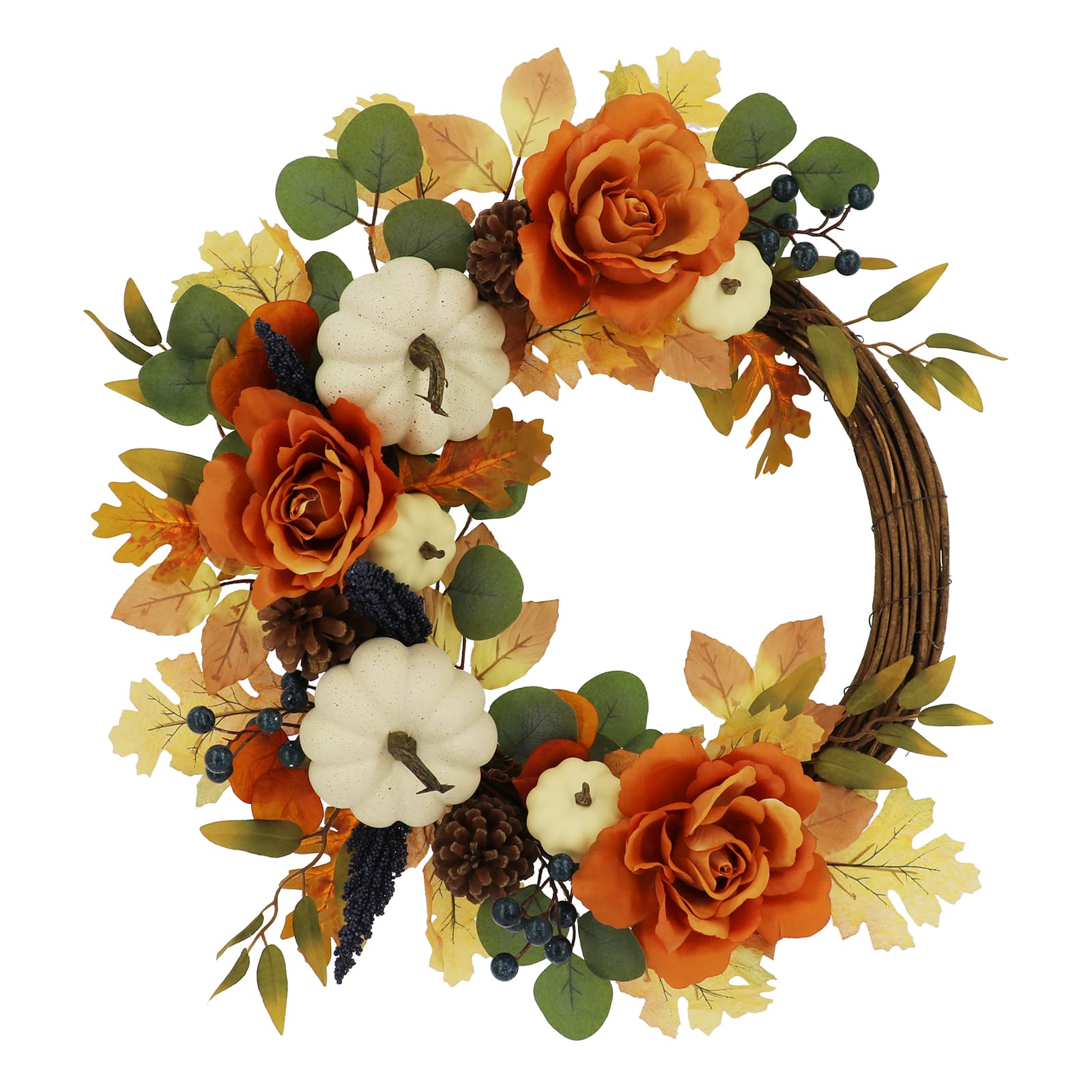 24" Orange Rose & Pumpkin Mix Wreath by Ashland®