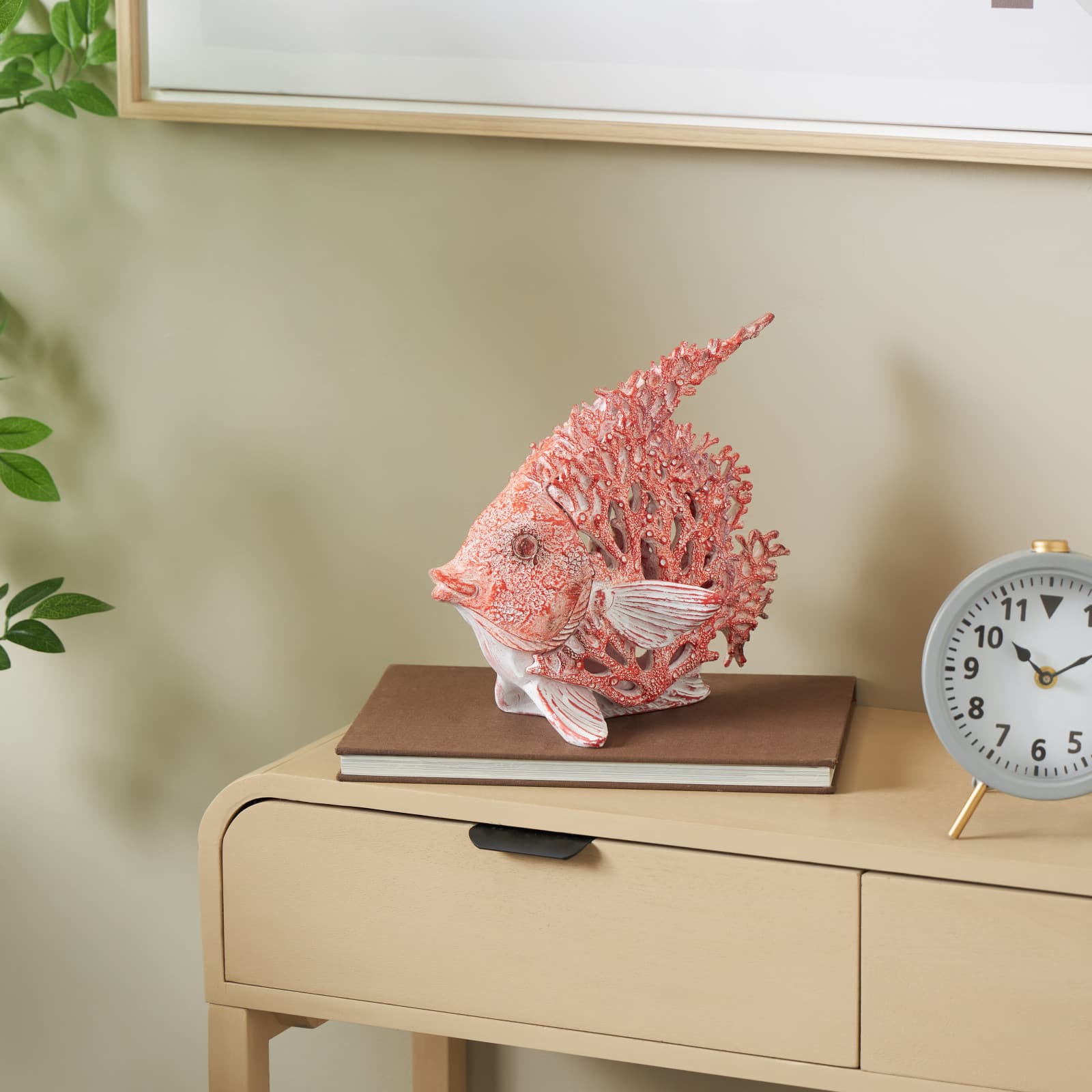 11" Textured Polystone Fish Sculpture with White Fins