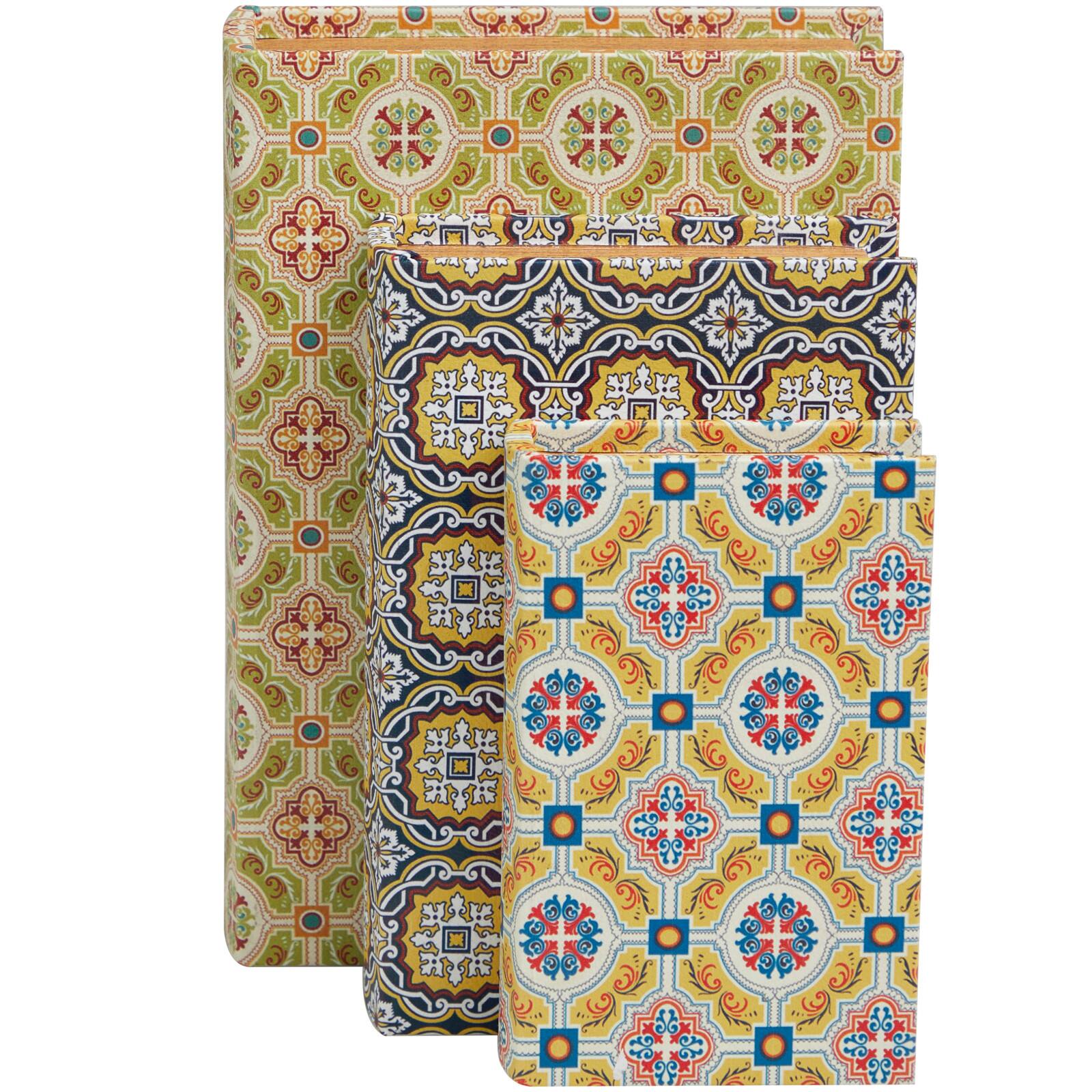 Arabesque Pattern Canvas Storage Book Box Set