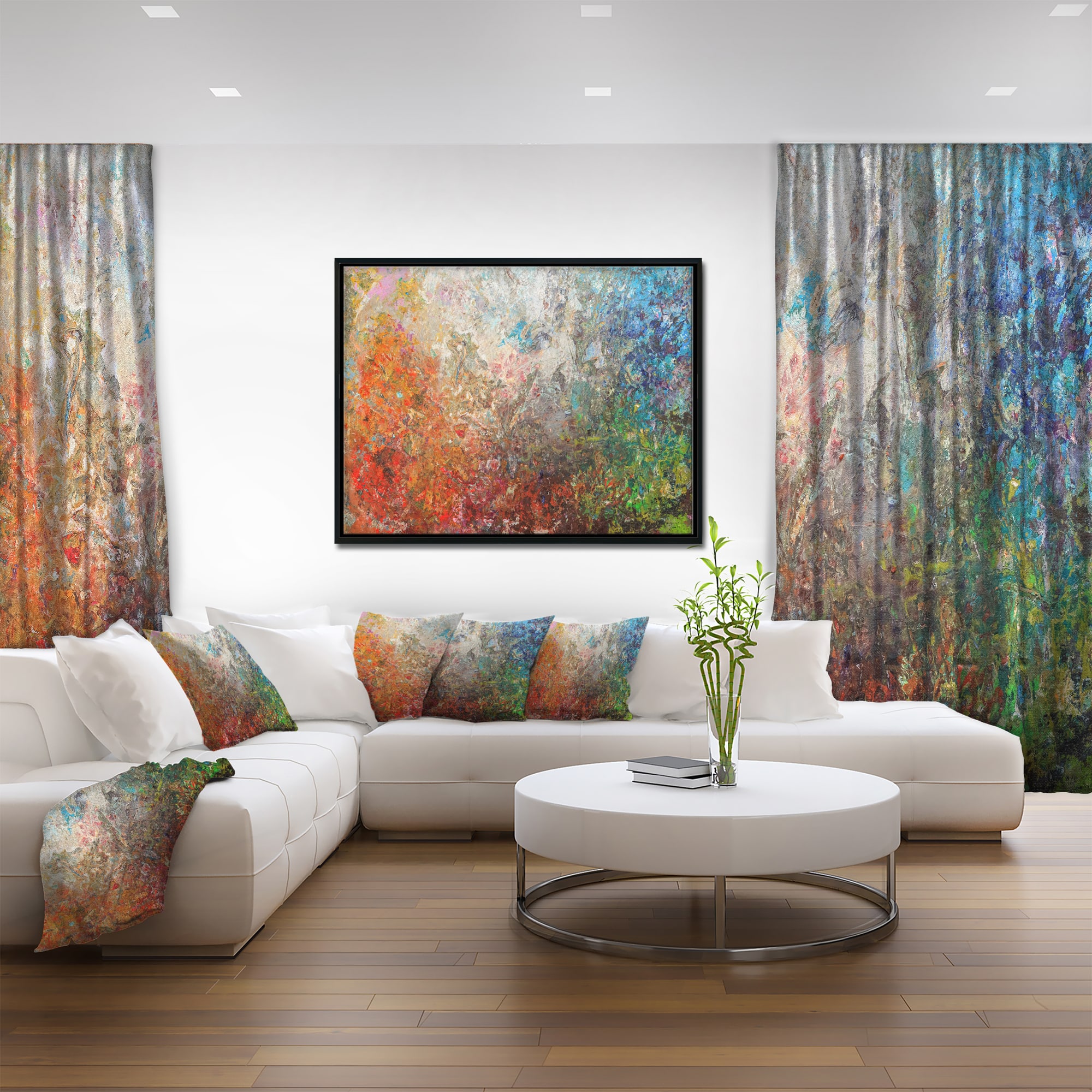 Designart - Board Stained Abstract Art - Abstract Framed Canvas Art Print