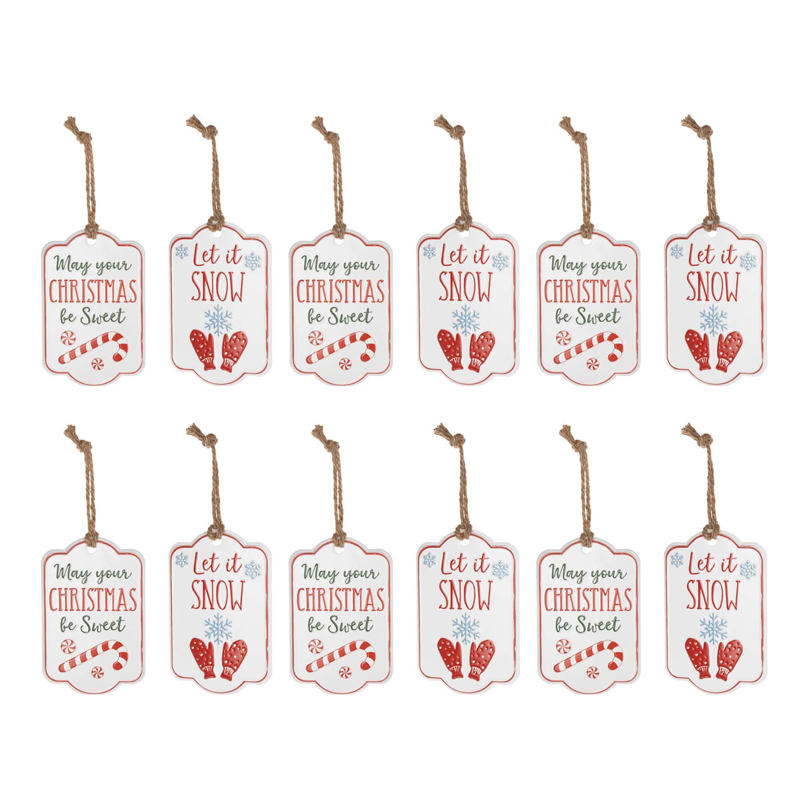 Metal Holiday Sentiment Tag Ornament Set