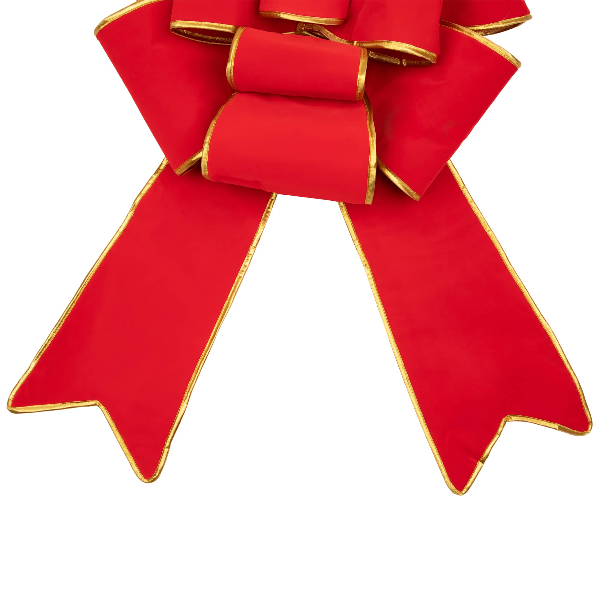 40" Red 3D 11-Loop Velveteen Christmas Bow with Gold Trim