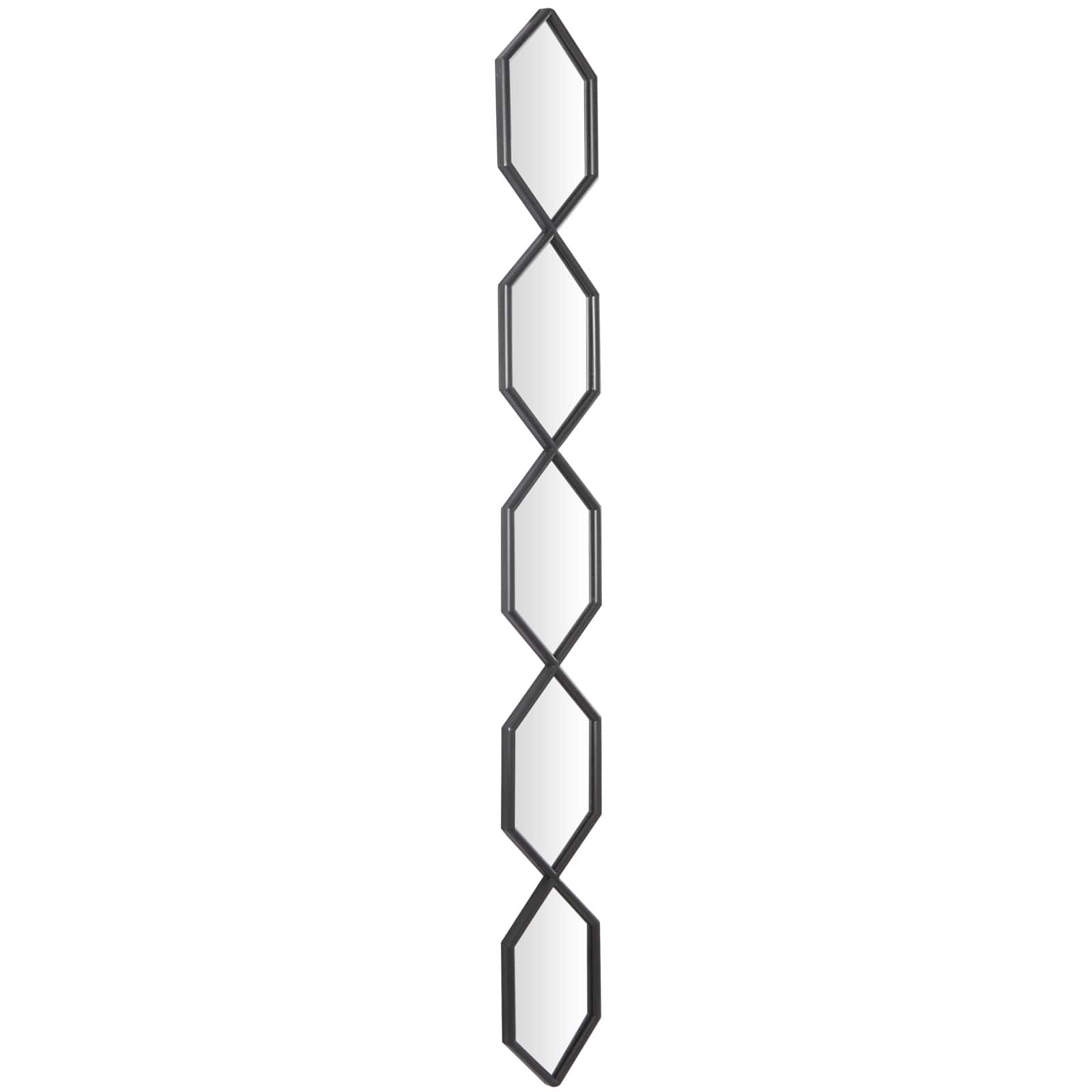 Black Metal Slim Stacked Chain 5 Layer Wall Mirror with Trellis Pattern 7" x 1" x 59"