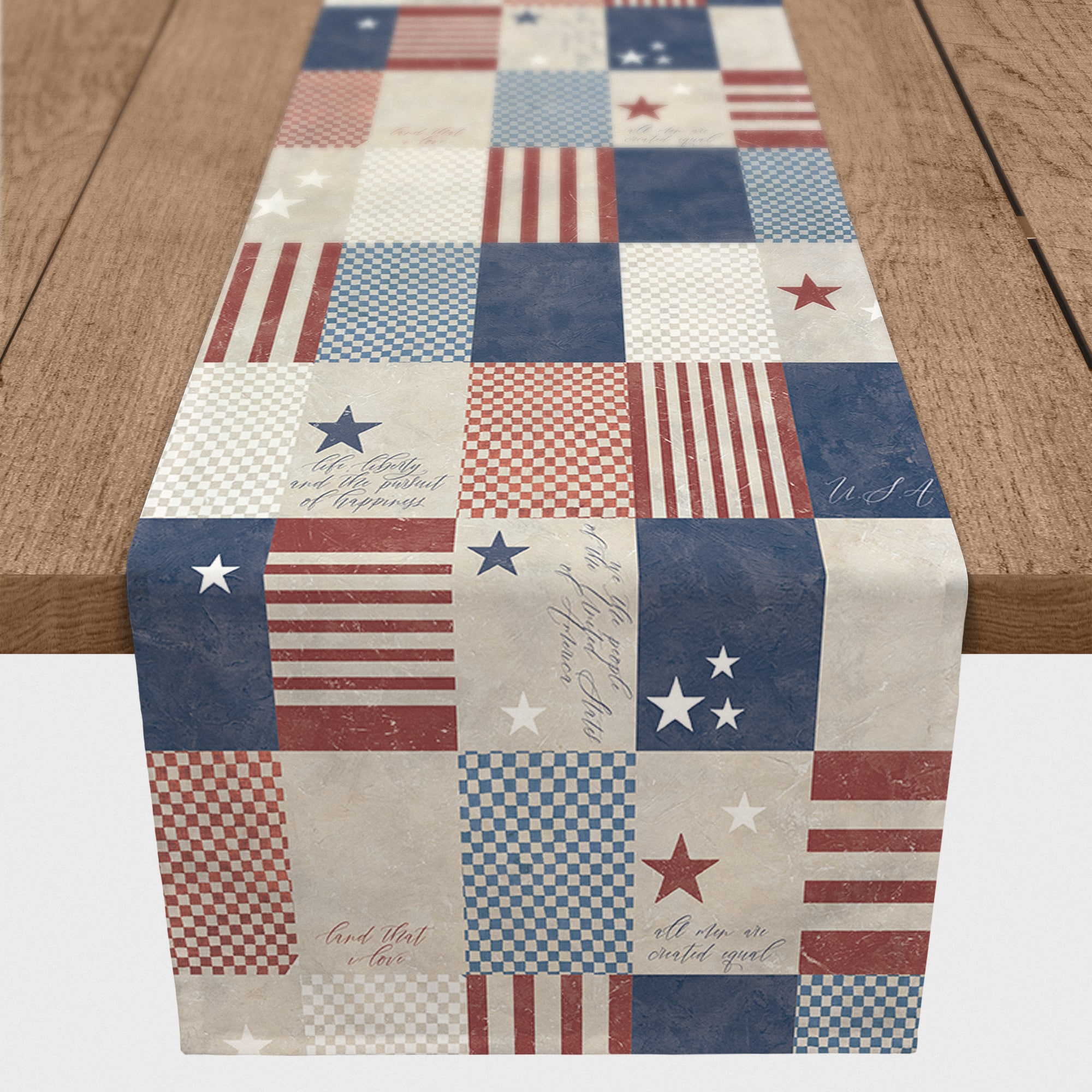 72" Patchwork Check Cotton Twill Table Runner