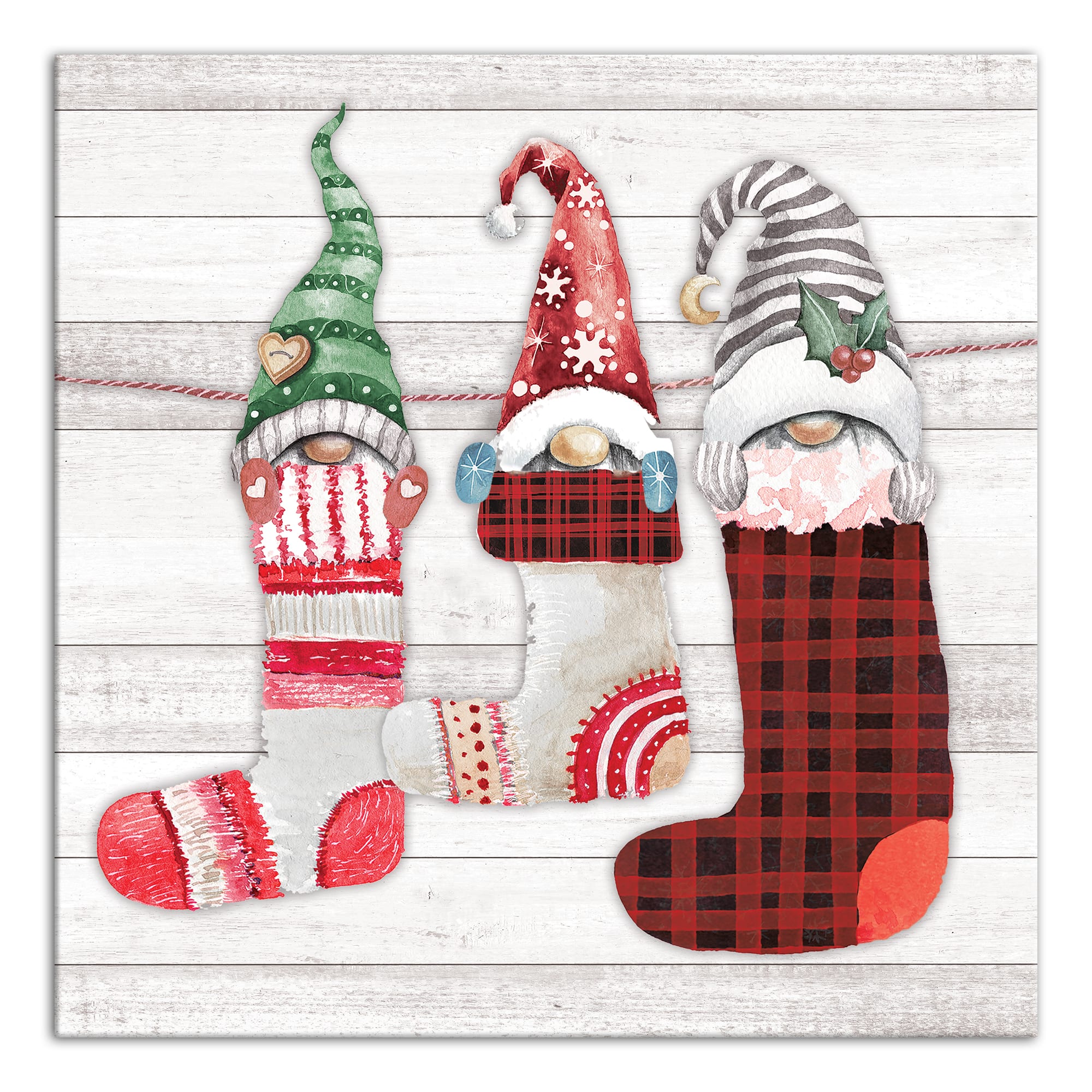 Gnome Stockings 20x20 Canvas Wall Art