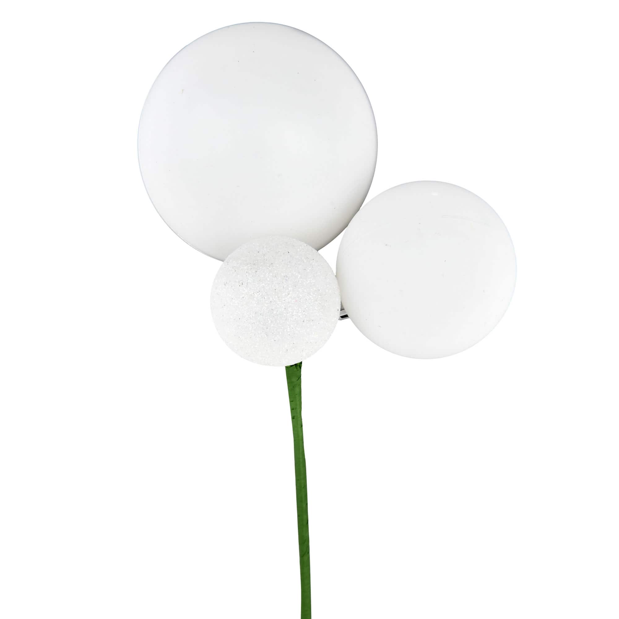 Vickerman 18" Ball Ornament Christmas Picks, 3ct. in White | Michaels®