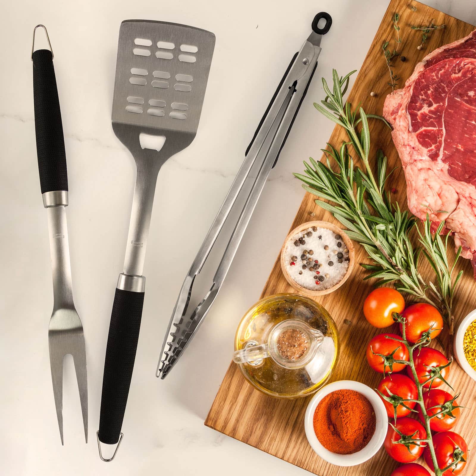 Gibson Home® Silver & Black Sawyer 3 Piece Stainless Steel BBQ Tool Set