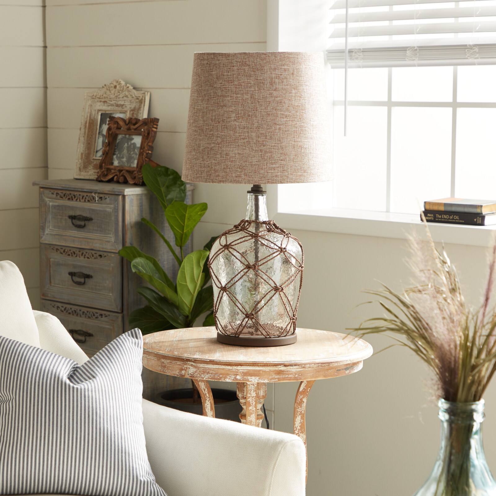 29" Brown Glass & Iron Coastal Table Lamp