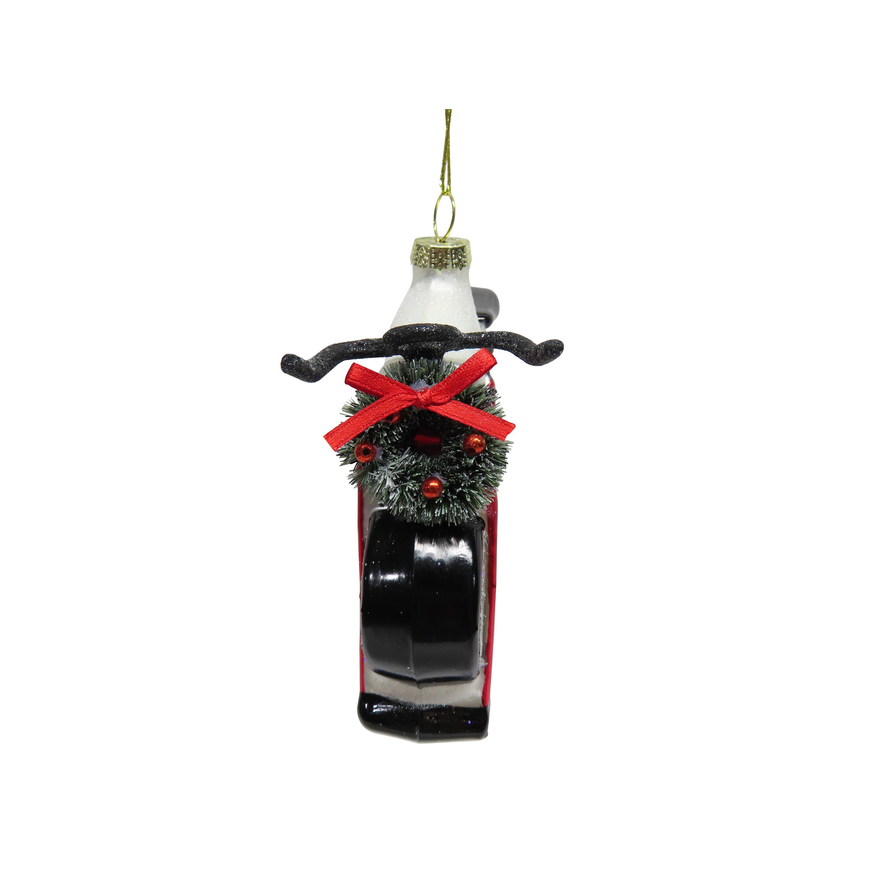 4" Red Glitter Gym Bike Hand Painted Glass Ornament by Ashland®