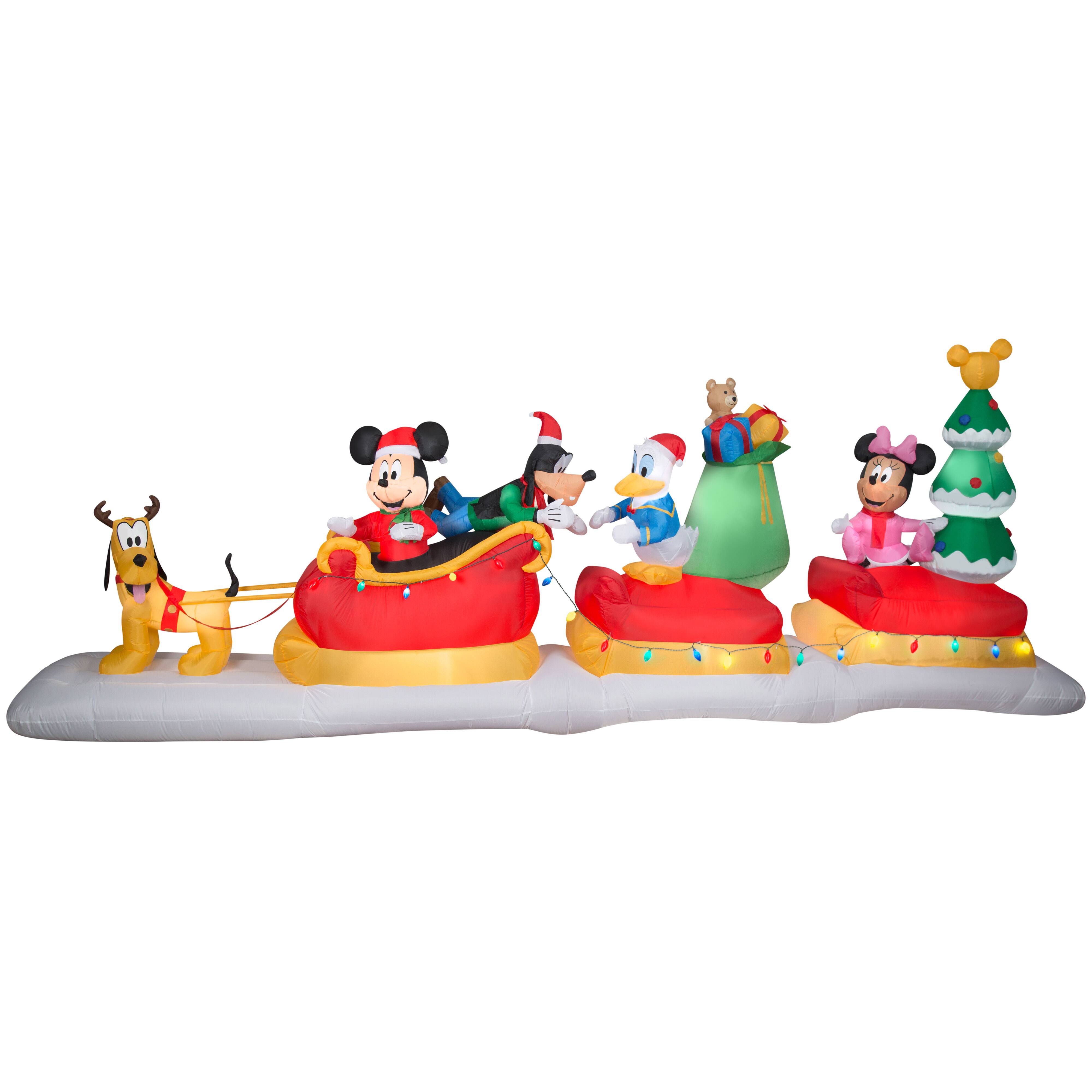 6ft. Animated Airblown® Inflatable Mickey & Friends Sleigh Scene