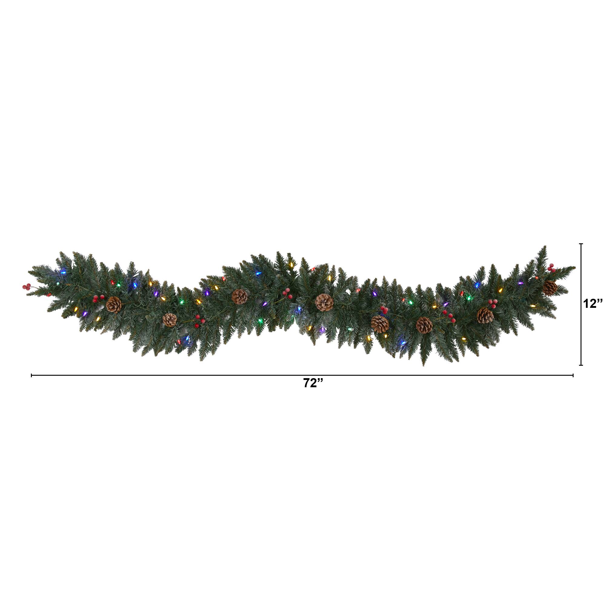 6ft. LED Snow Dusted Pinecones & Berries Garland
