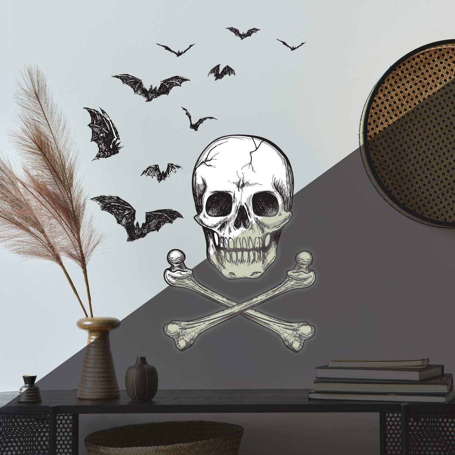 RoomMates Skull Glow In The Dark Peel & Stick Giant Wall Decal