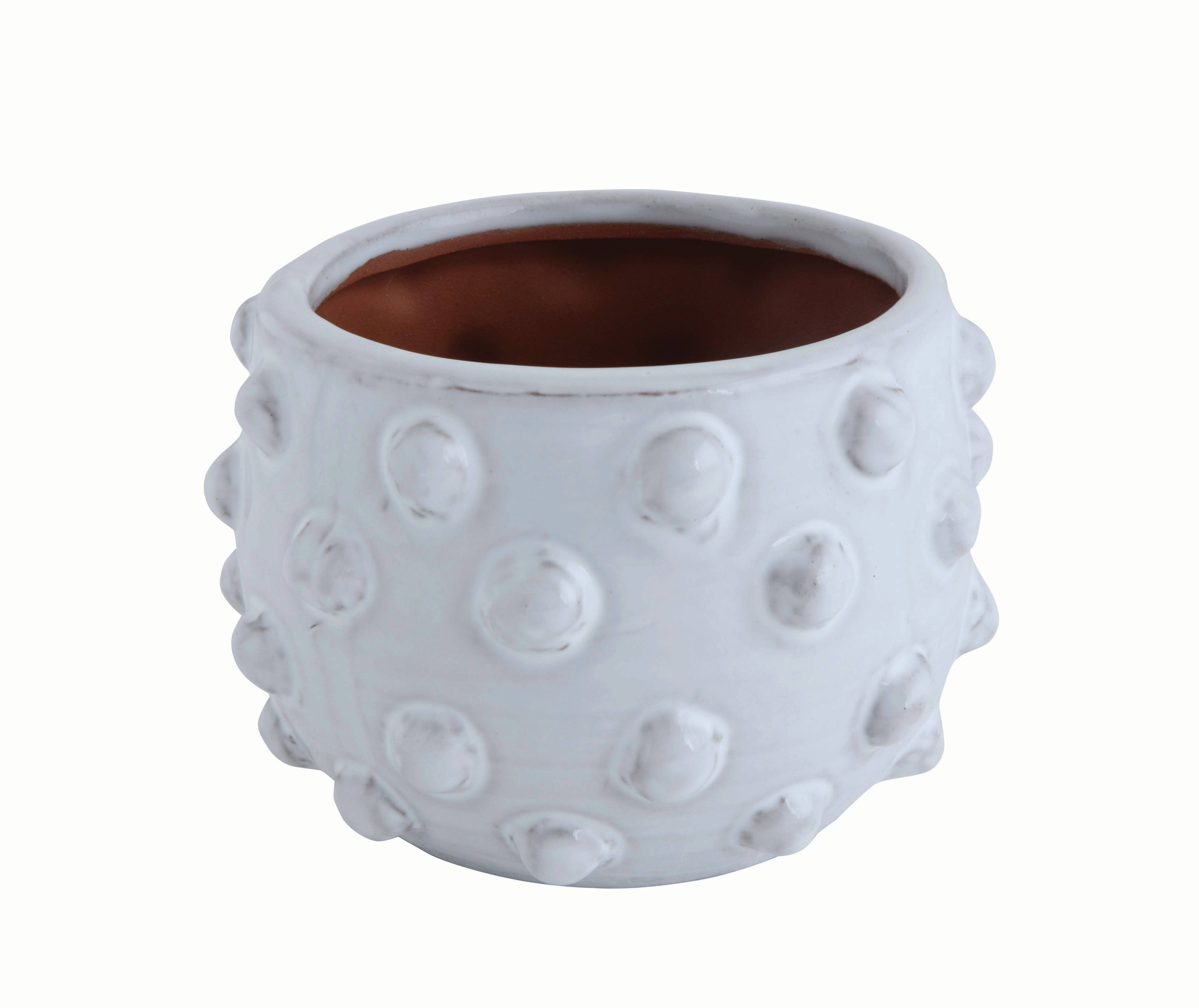 Hello Honey® 5.5" White Bubbled Design Terra Cotta Planter