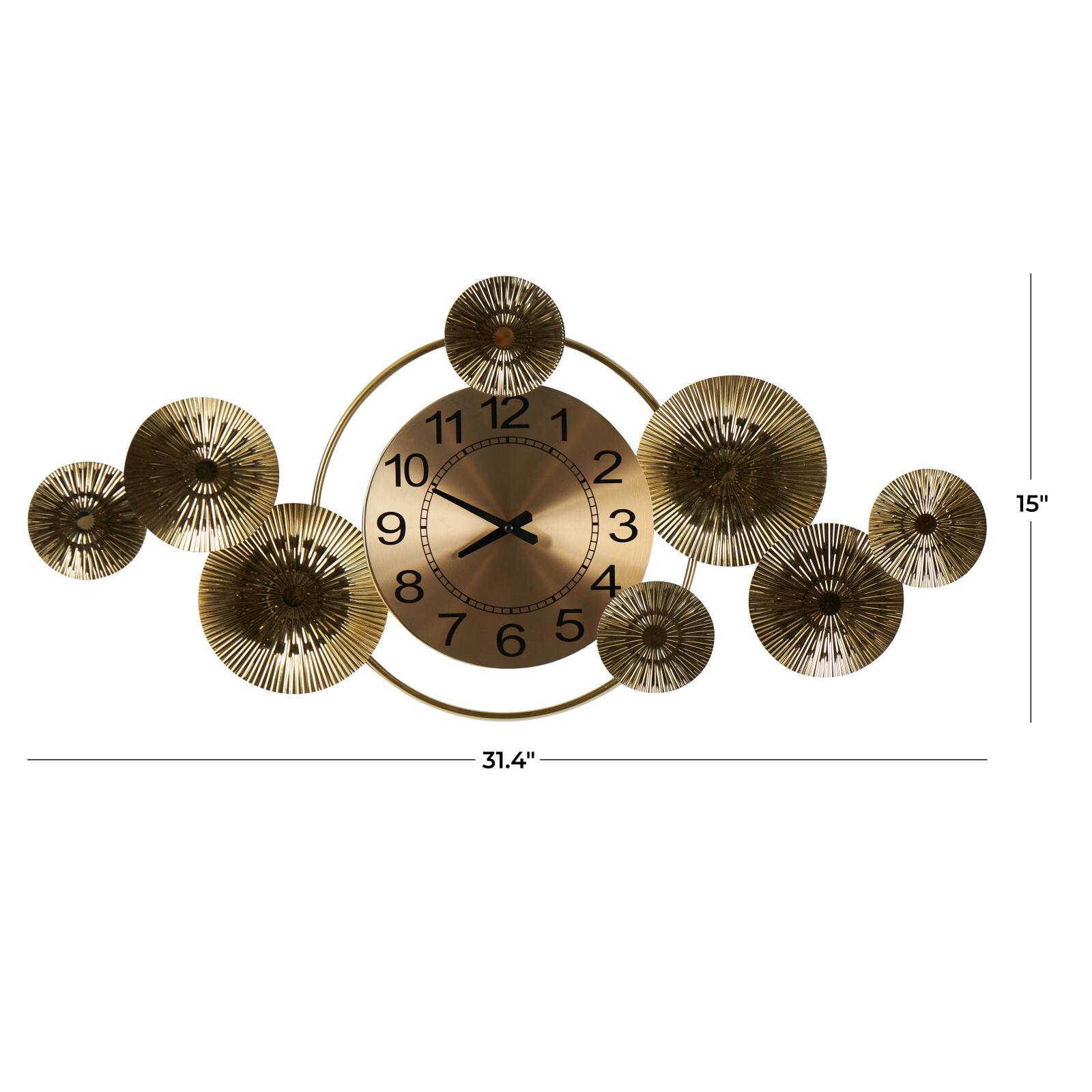 31.4" Gold Stainless Steel Metal Decorative Wall Clock