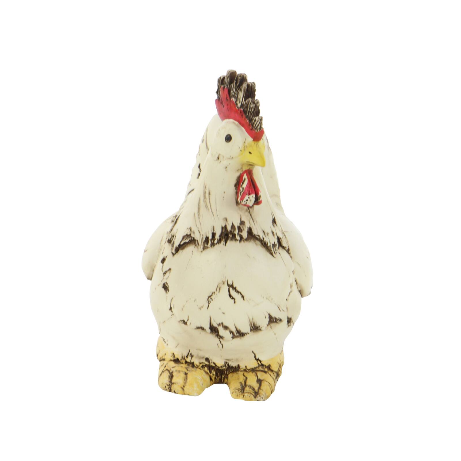 12" White Stone Rooster Garden Sculpture