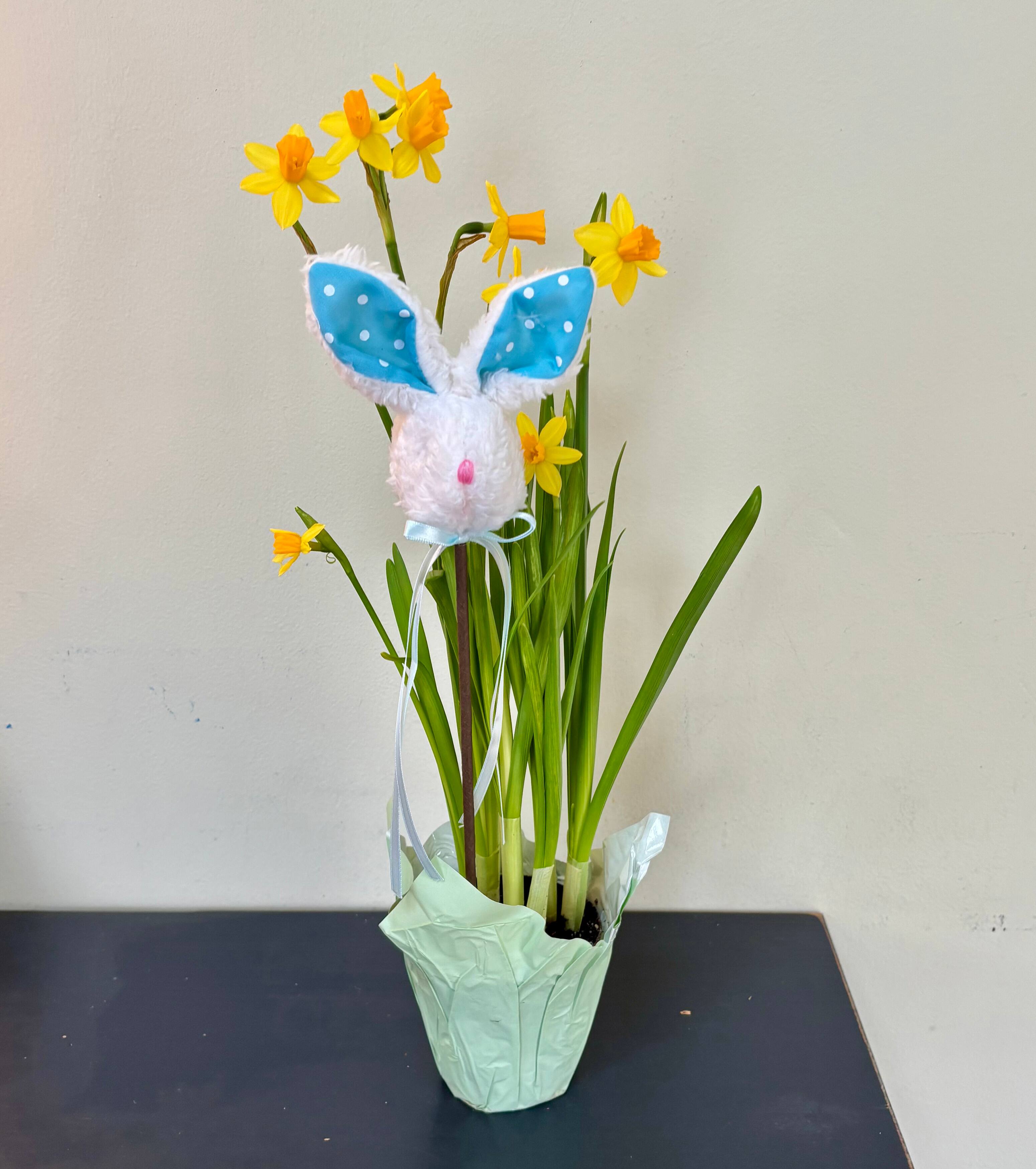 Worth Imports Bunnies & Blooms 17" Fluffy Bunny Head with Ears on Stem, 6ct.