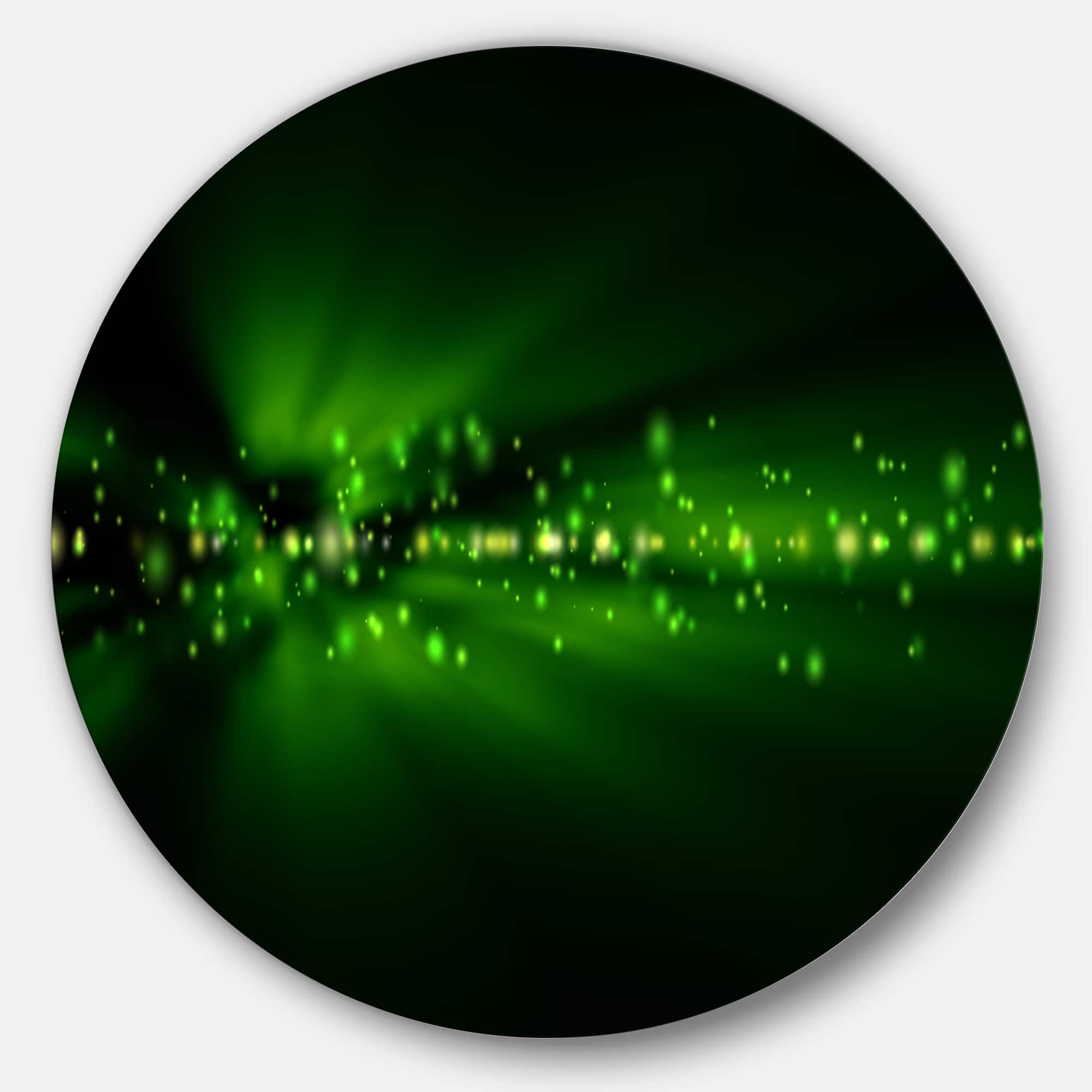 Designart - Blurred Bright Green Lights' Landscape Photo Circle Metal Wall Art