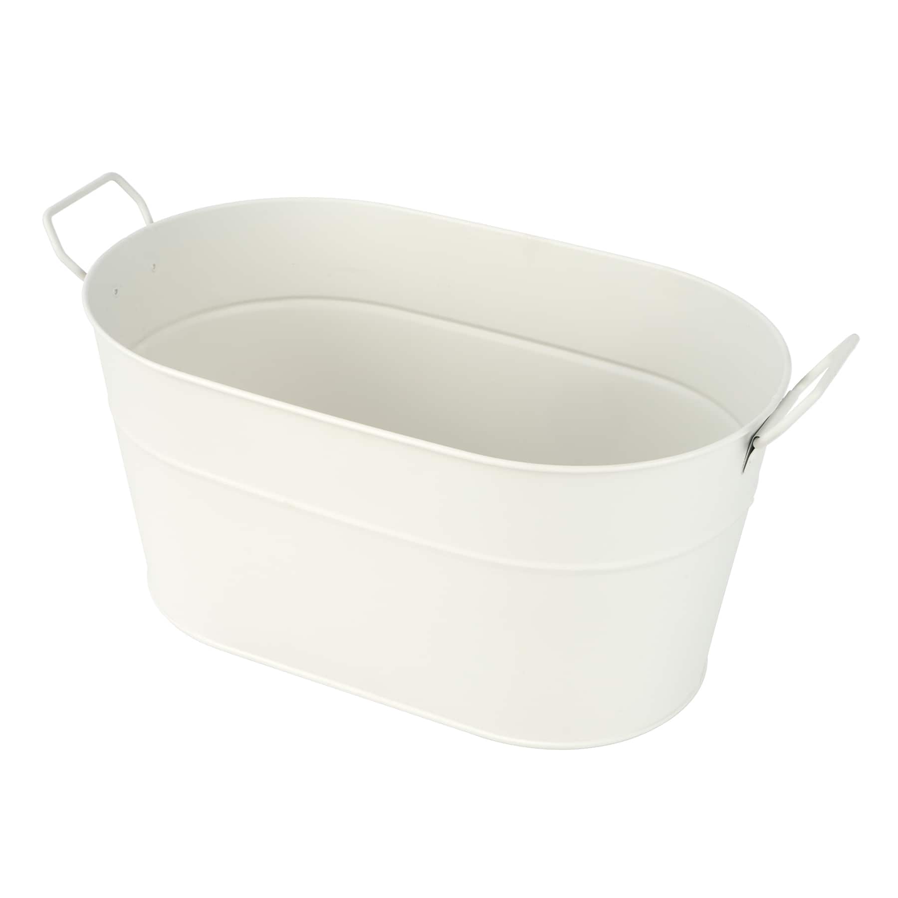 12" White Oval Metal Bucket by Celebrate It™
