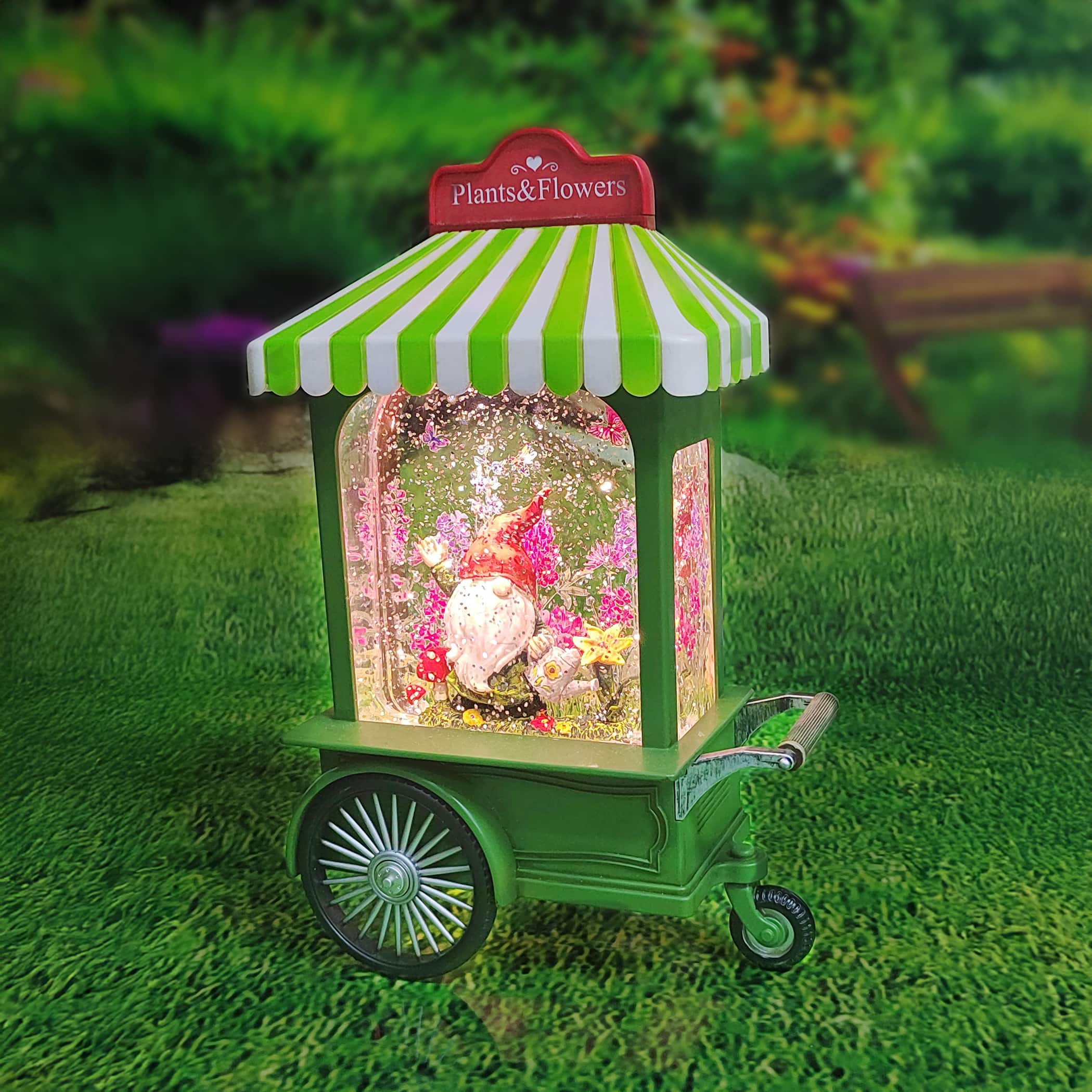 Moments in Time 10.8" Acrylic Cart Gnome Décor