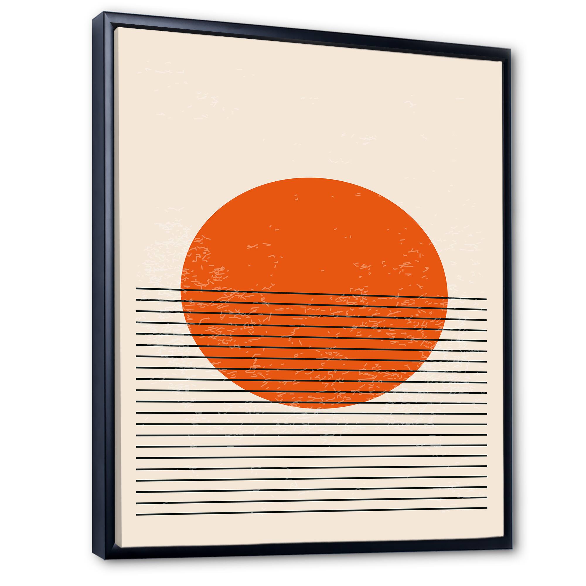 Designart - Minimal Geometric Compostions Of Elementary Forms XIII - Modern Canvas Wall Art Print in Black Frame