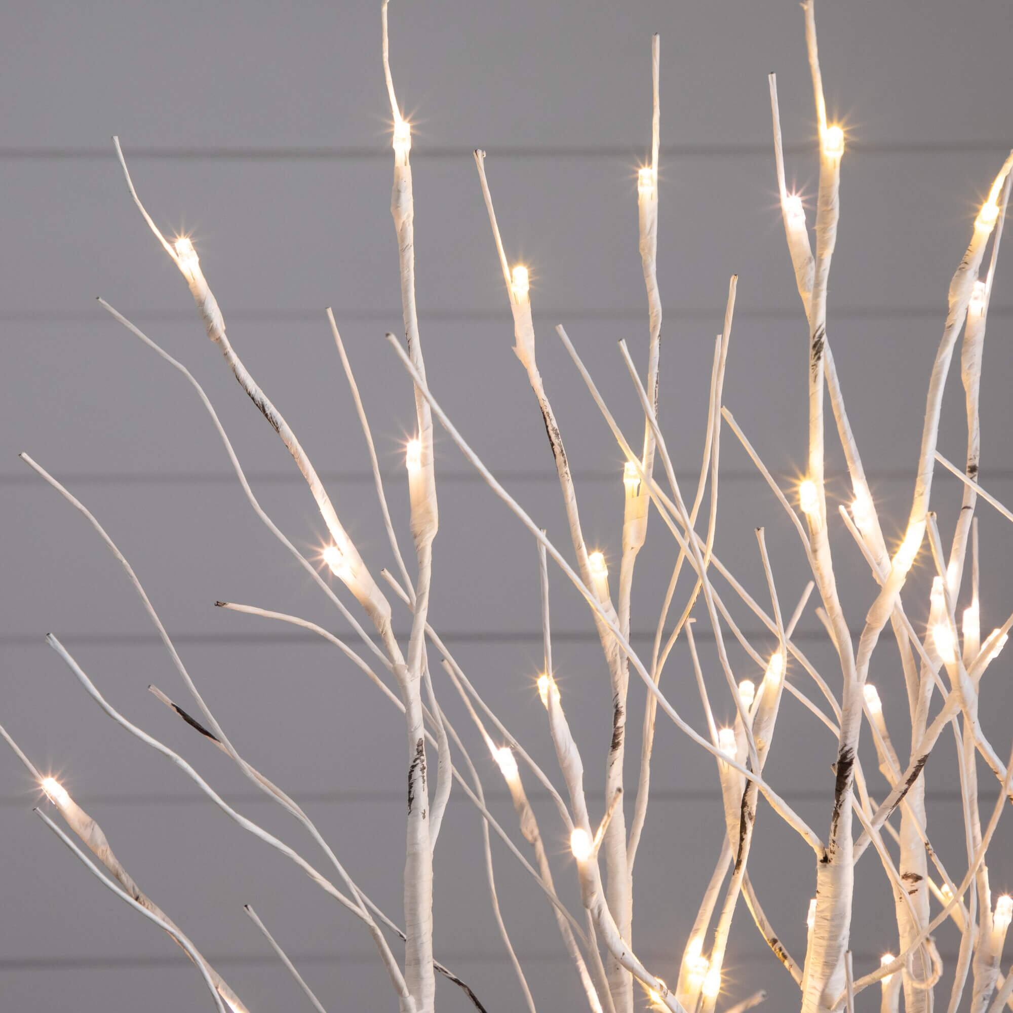 2ft. Pre-Lit Artificial White Birch Centerpiece with 84 LED Lights