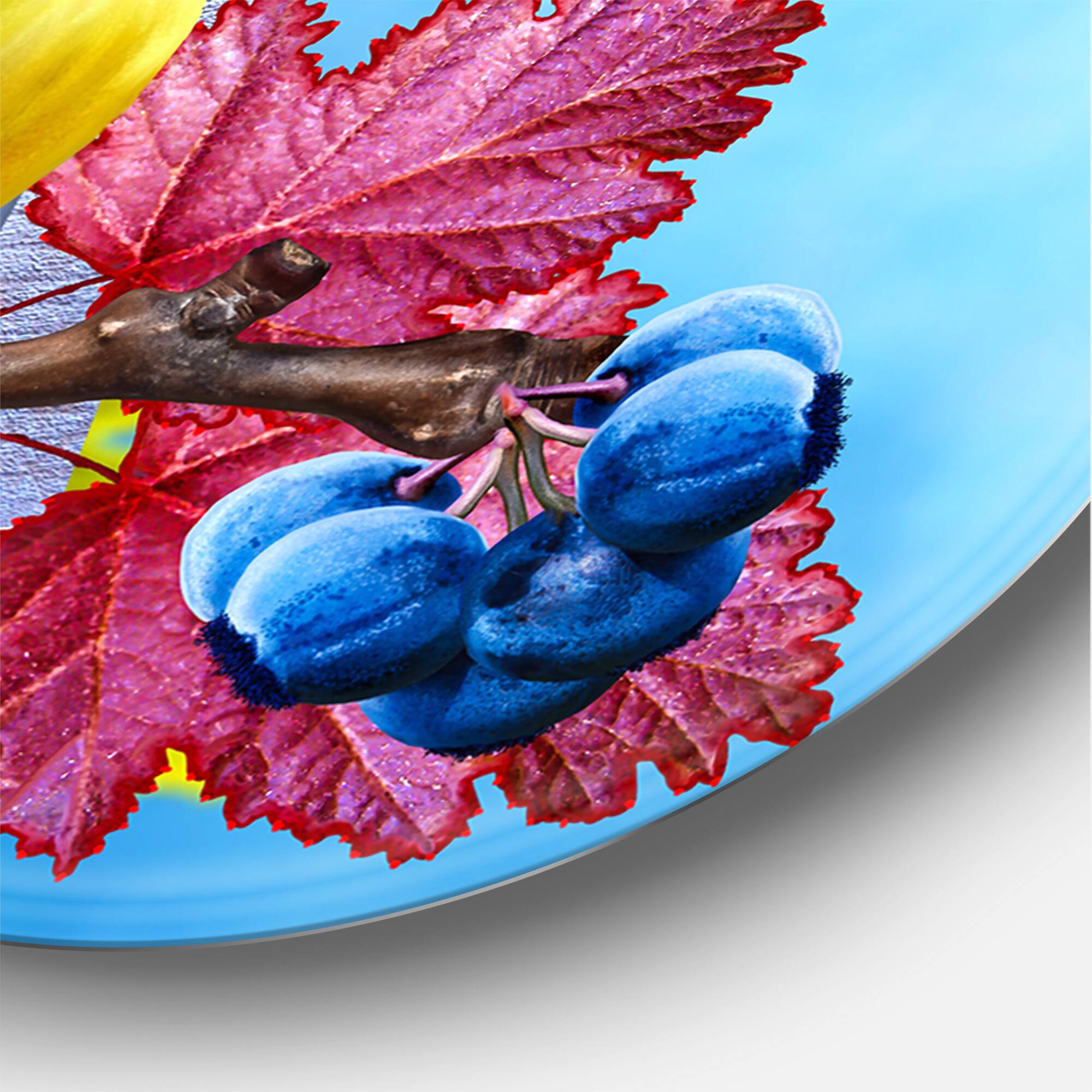Designart - Titmouse Bird Sitting On A Branch Near A Birdhouse - Traditional Metal Circle Wall Art