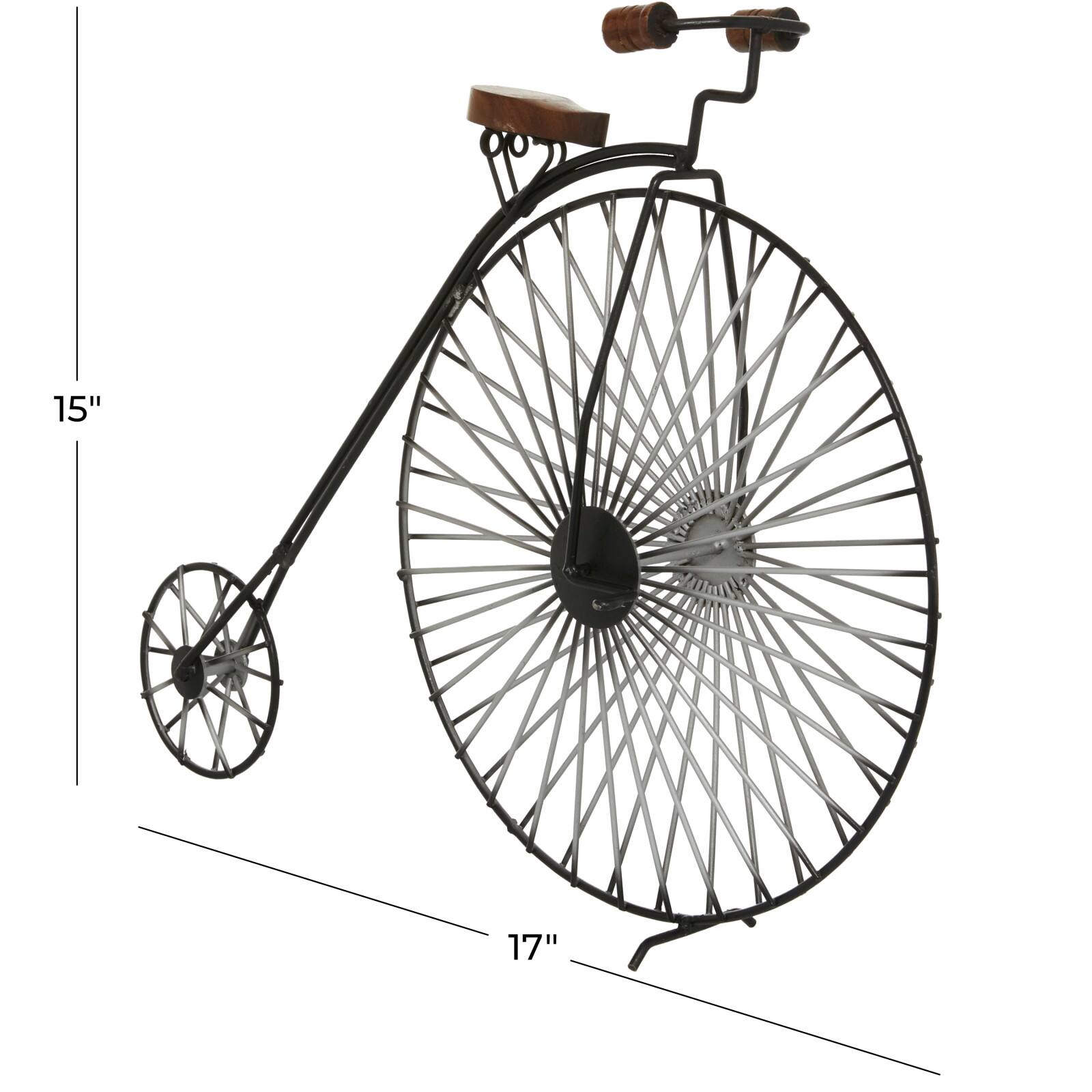 17" Industrial Black Metal Big Wheel Bicycle Sculpture